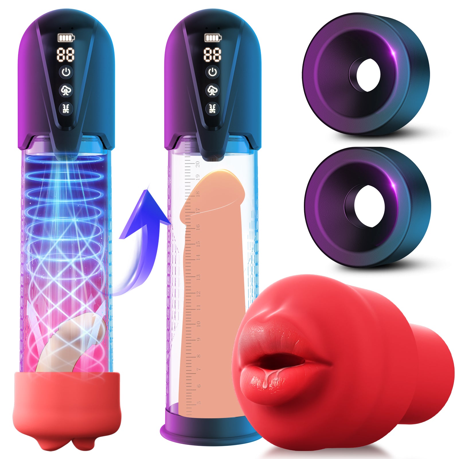 Sex Toys for Men Penis Pumps - Male Masturbator with Automatic Electric Sucking Enlargement- Vibration & Suction Pocket Pussy Stroker with Rose Inner Sleeve,Cafatop Penis Extender Oral Sex Toys