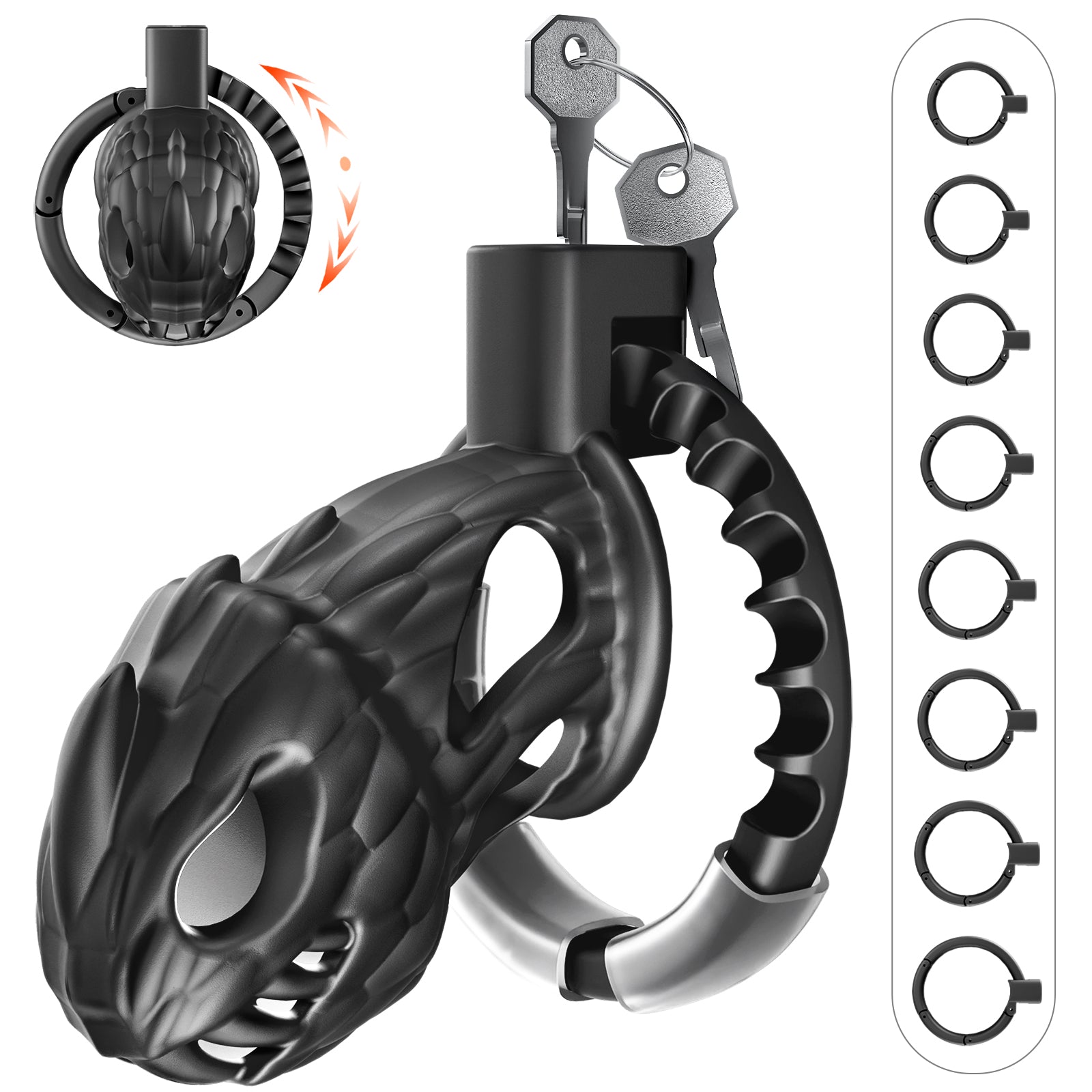 Male Chastity Cage, Large Lightweight Chastity Device with Adjustable 8 Sizes and Invisible Lock, Man Penis Exercise Bondage Gear & Accessories Sex Toys for Men Female Adult Toy