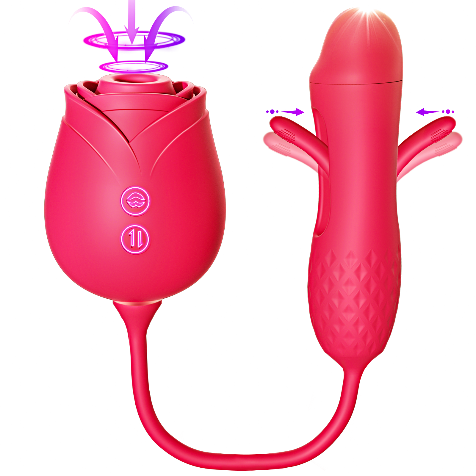 Vibrator Dildo Sex Toys for Women - MOOLIGIRL Rose Sex Toy with Thrusting G Spot Vibrators & 10 Sucking Modes for Clitoral Nipple Stimulation Anal Double-Ended Dildos Adult Sex Toys Games for Couples