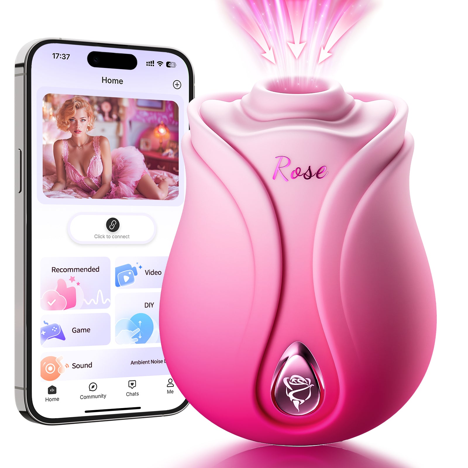 MOOLIGIRL Rose Sex Toy Sucking Vibrator - Womens Sex Toys Adult Toy with 10 Sucking & Vibrating Modes, APP Control Rose Toy Nipple Clit Sucker G Spot Vibrators, Adult Sex Toy Tool for Couples Female