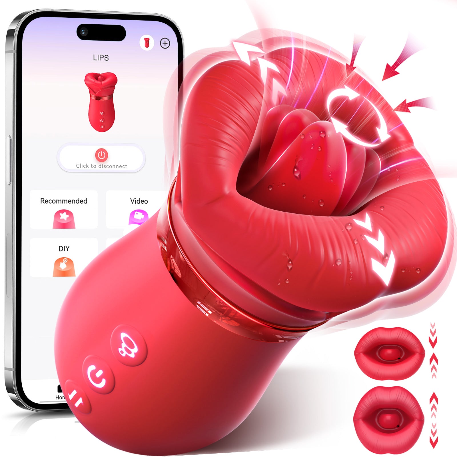 Vibrator Adult Sex Toys for Women - Sovokn 5IN1 Mouth Sucking Vibrator Rose Sex Toy, 10 Tongue Licking, 3 Auto & 1 Manual Sucking Adult Toys New APP, Anal Clit Nipple Vibrators Female Couples Sex Toys