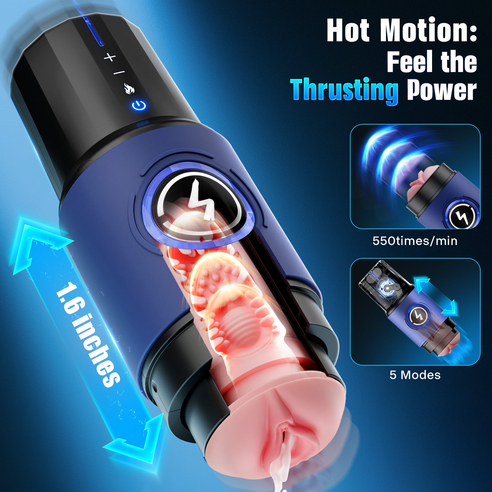 EINSEO Male Masturbator Sex Toys for Men - Thrusting Male Stroker with 360° Heating, 5-Speed Smooth Motion Blowjob Adult Men's Sex Toy, Silent Brushless Motor, Pocket Pussy Sleeve & Phone Mount