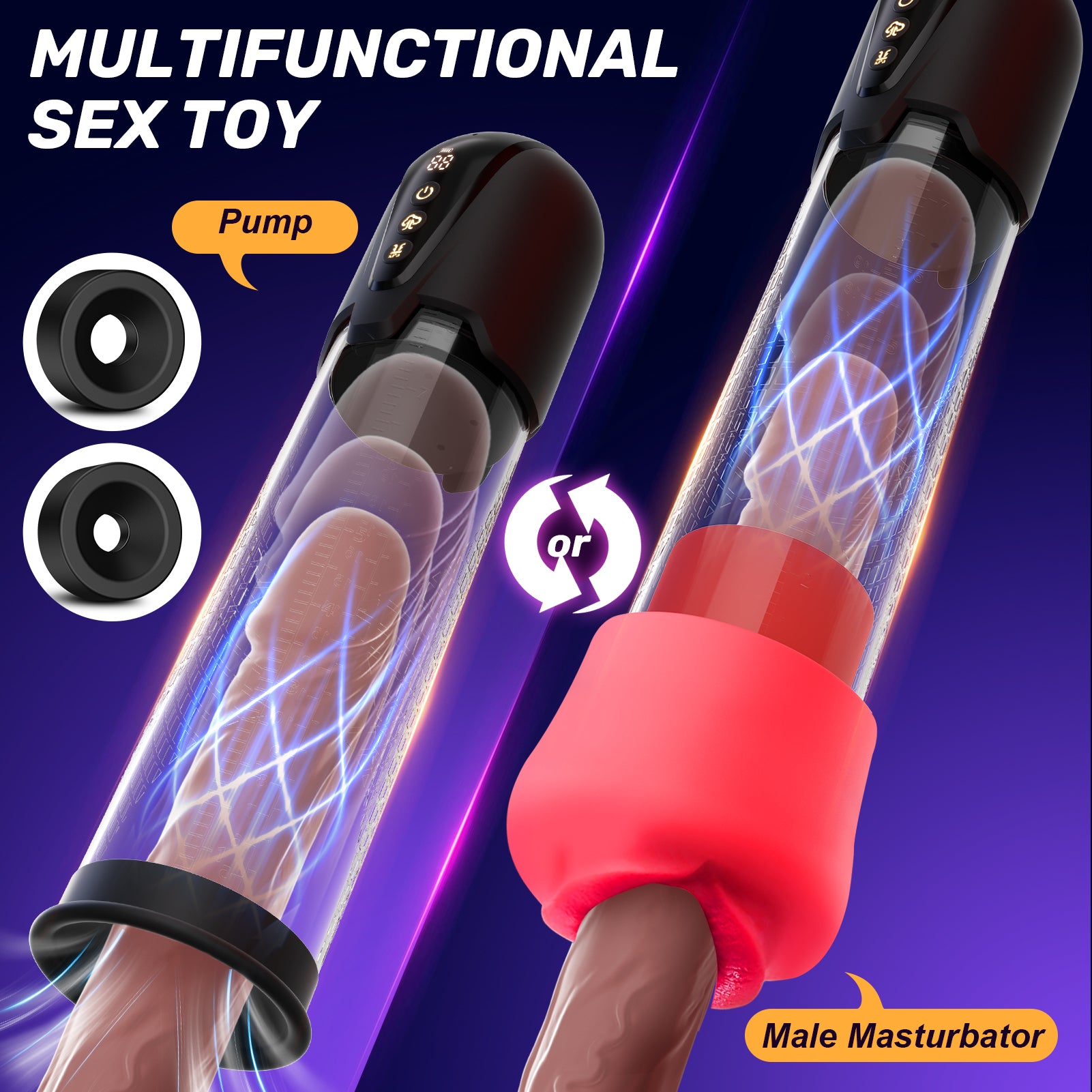 Sex Toys for Men Penis Pumps - Male Masturbator with Automatic Electric Sucking Enlargement- Vibration & Suction Pocket Pussy Stroker with Rose Inner Sleeve,Cafatop Penis Extender Oral Sex Toys