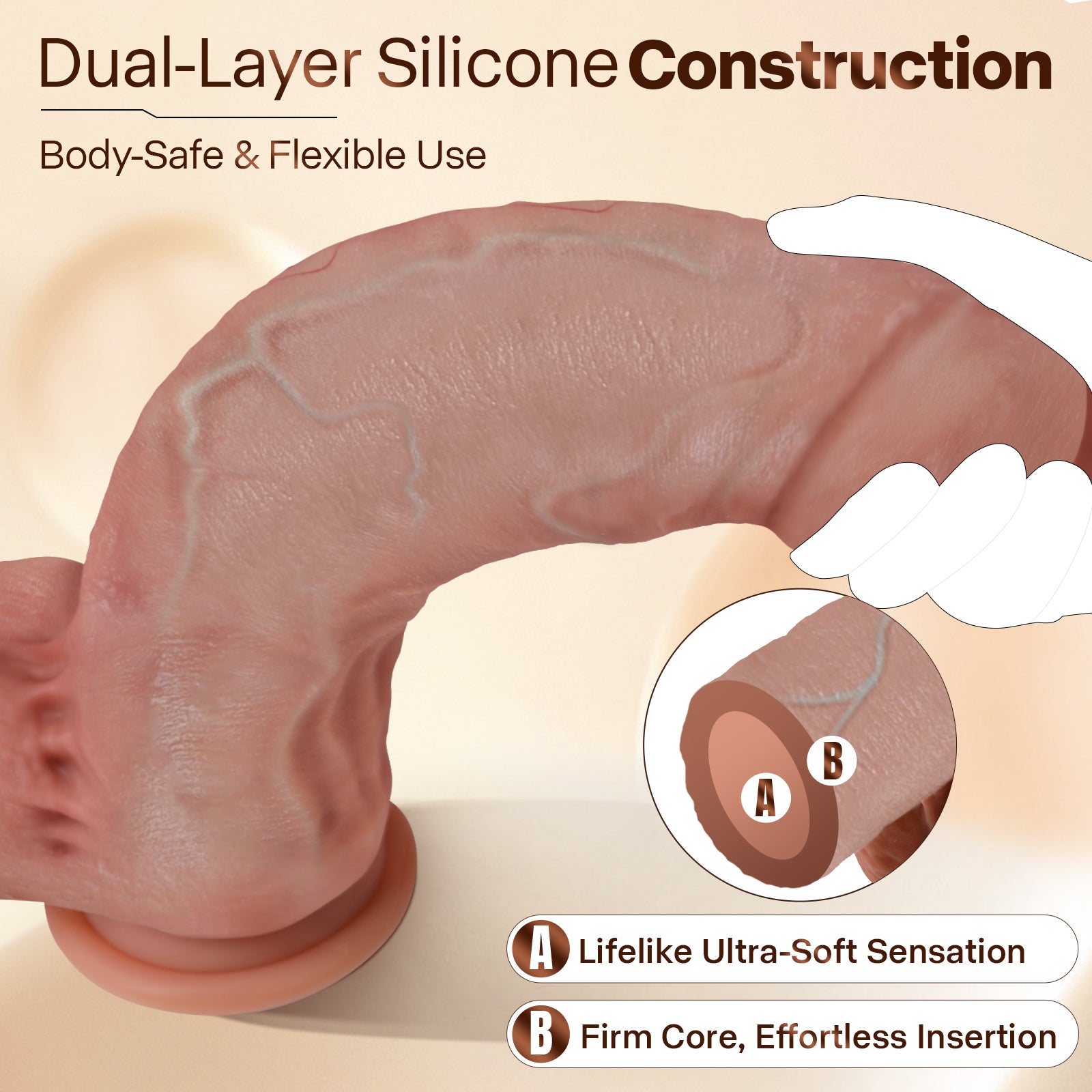 11'' Realistic Uncut Foreskin Big Dildo – FYSHAVO Huge Thick Dildo with Strong Suction Cup for Hands-Free Play, Skin-Like Silicone Dildos, Lifelike Curved G-Spot & Anal Adult Sex Toys for Women Men