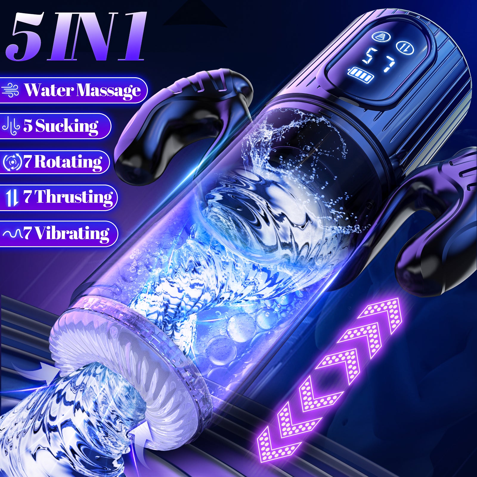 Male Masturbator Penis Pump Male Sex Toys for Men Sex Toy Adult Toys Pocket Pussies with 7 Thrusting 7 Rotating 5 Sucking Modes, Masturbation Stroker Pumps & Enlargers LCD with Handle APP Control