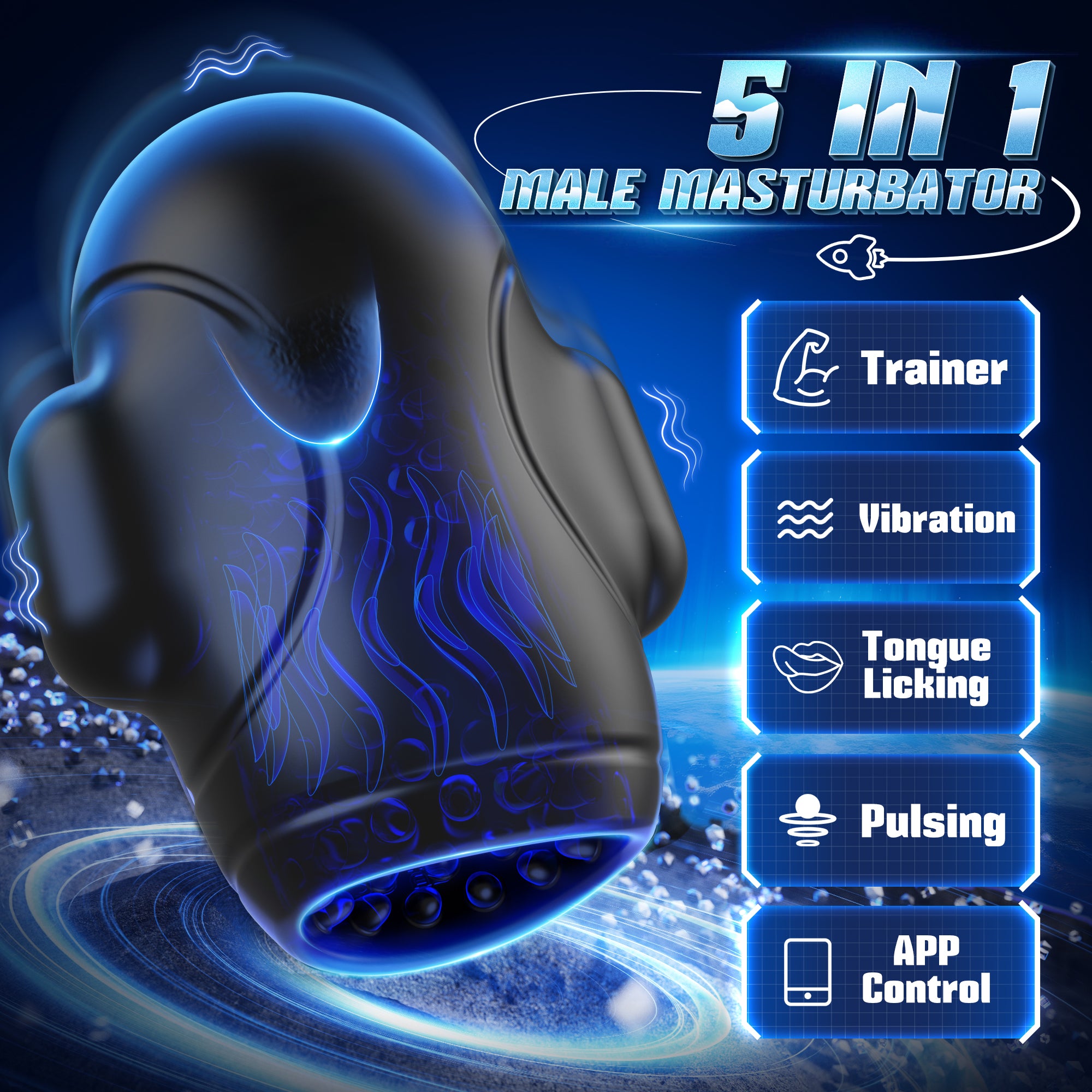 Male Maturbator Sex Toys for Men Glans Trainer - baiwatt Male Sex Toy with 10 Licking Vibrating Blowjob & 3 Motors Stroker & Global Social App for 360° Pocket Pussy Sleeve Wrap, Adult Sex Toy for Men