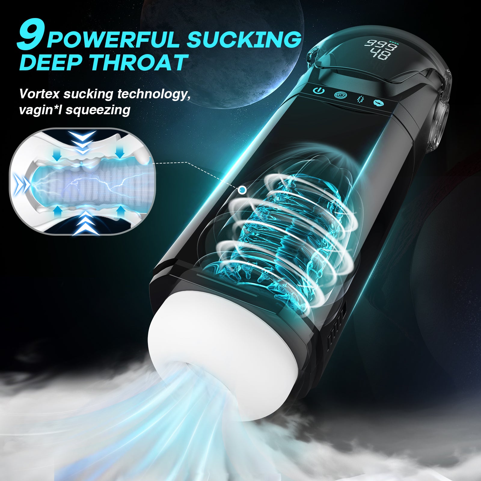 EORONE Male Masturbator Mens Sex Toys - Penis Pump Sex Toy for Men with 9 Sucking & 9 Thrusting & 9 Vibrating, APP Control Adult Toys Pocket Pussy 3D Male Stroker with Visual Screen Blowjob S&M Whips