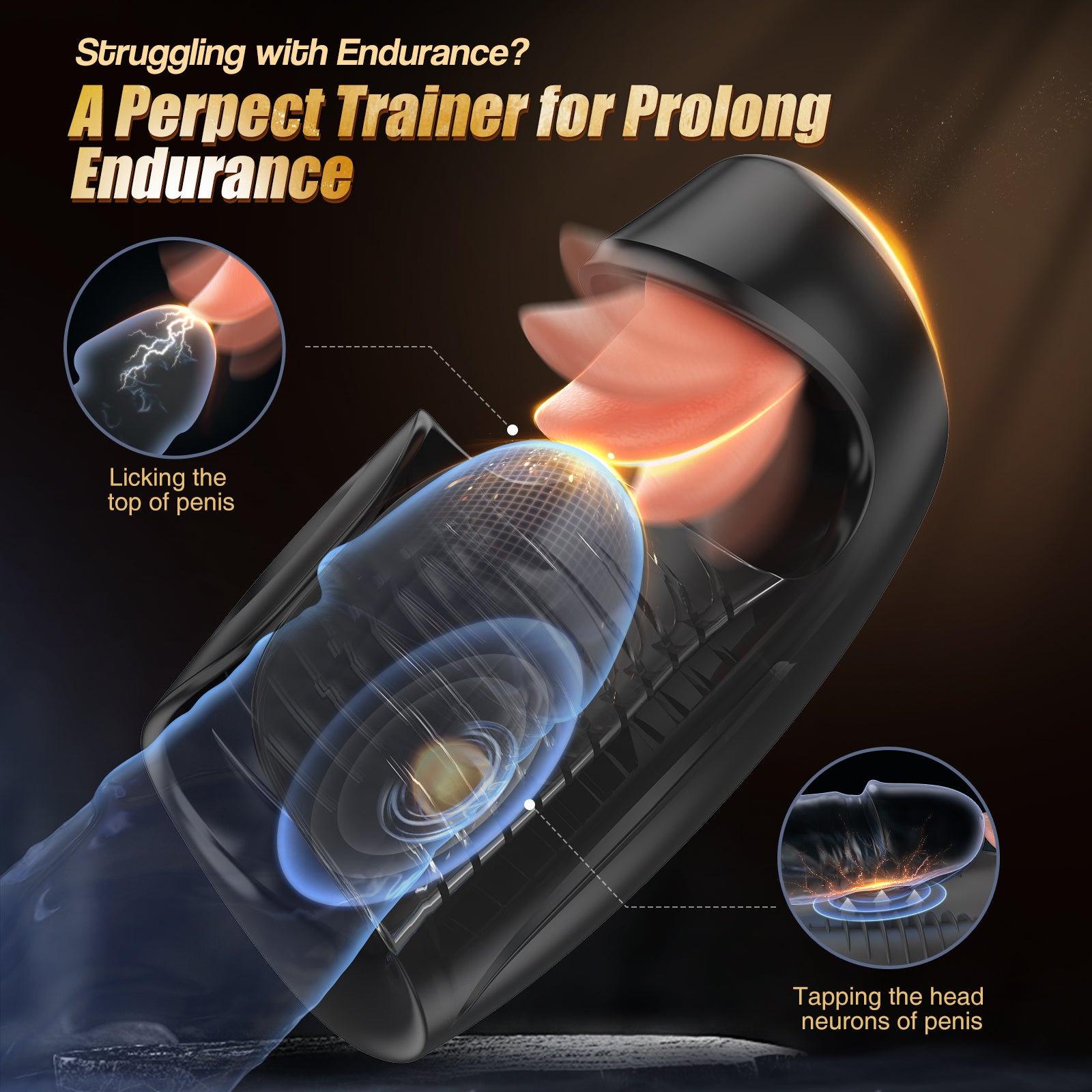 Male Sex Toys for Men - baiwatt Male Masturbator Penis Training Vibrator, 10 Clamping & Vibrating & Tongue-Licking Adult Sex Toys, Intense Stroker Trainer for Increase Endurance & Ultimate Pleasure