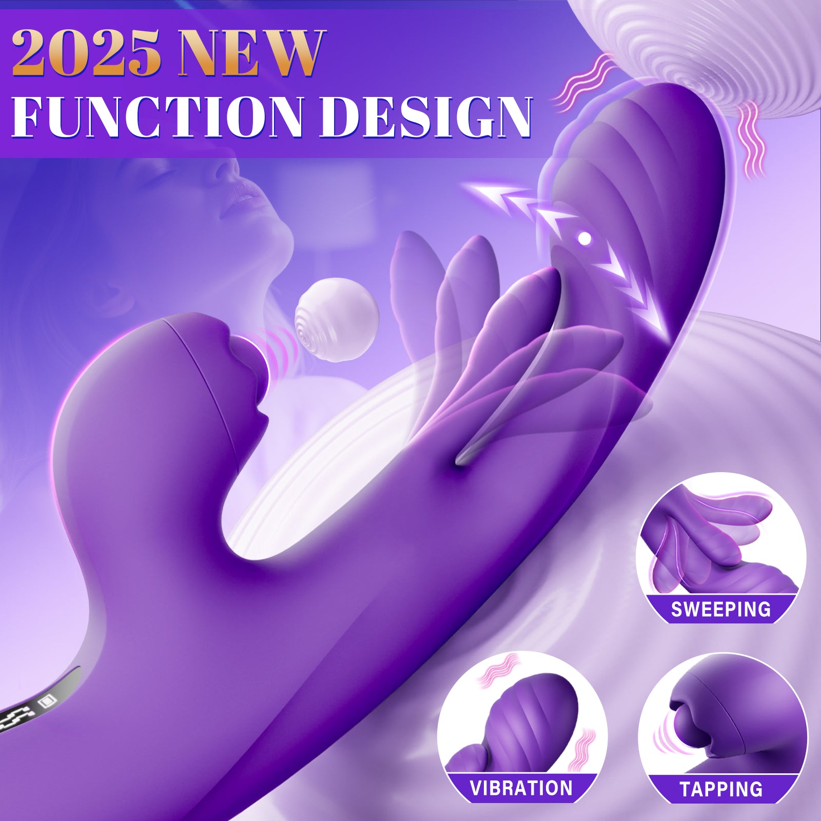 Flapping Vibrator G Spot Vibrator - 3 in 1 Rabbit Vibrator Women Sex Toys with 5 Flapping, Tapping & Vibrating Modes, Thrusting Female Vibrator Sex Toy LCD Display Adult Toys for Couples