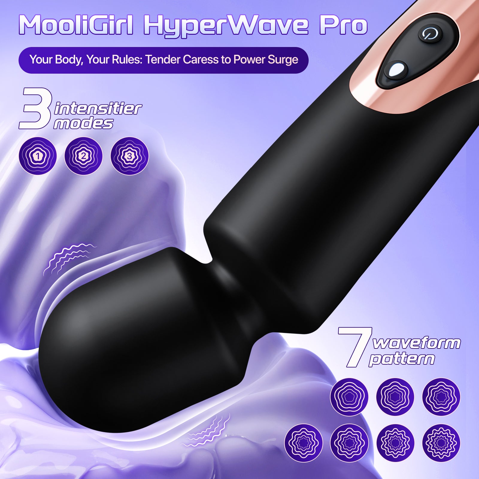 Vibrator Wand Womens Sex Toys - MOOLIGIRL 12" Cordless Full-Body Personal Massager, 10 Powerful Vibration Modes Adult Sex Toy for Clitoral Anal Nipple, Quiet Handheld Vibrators for Female Couples