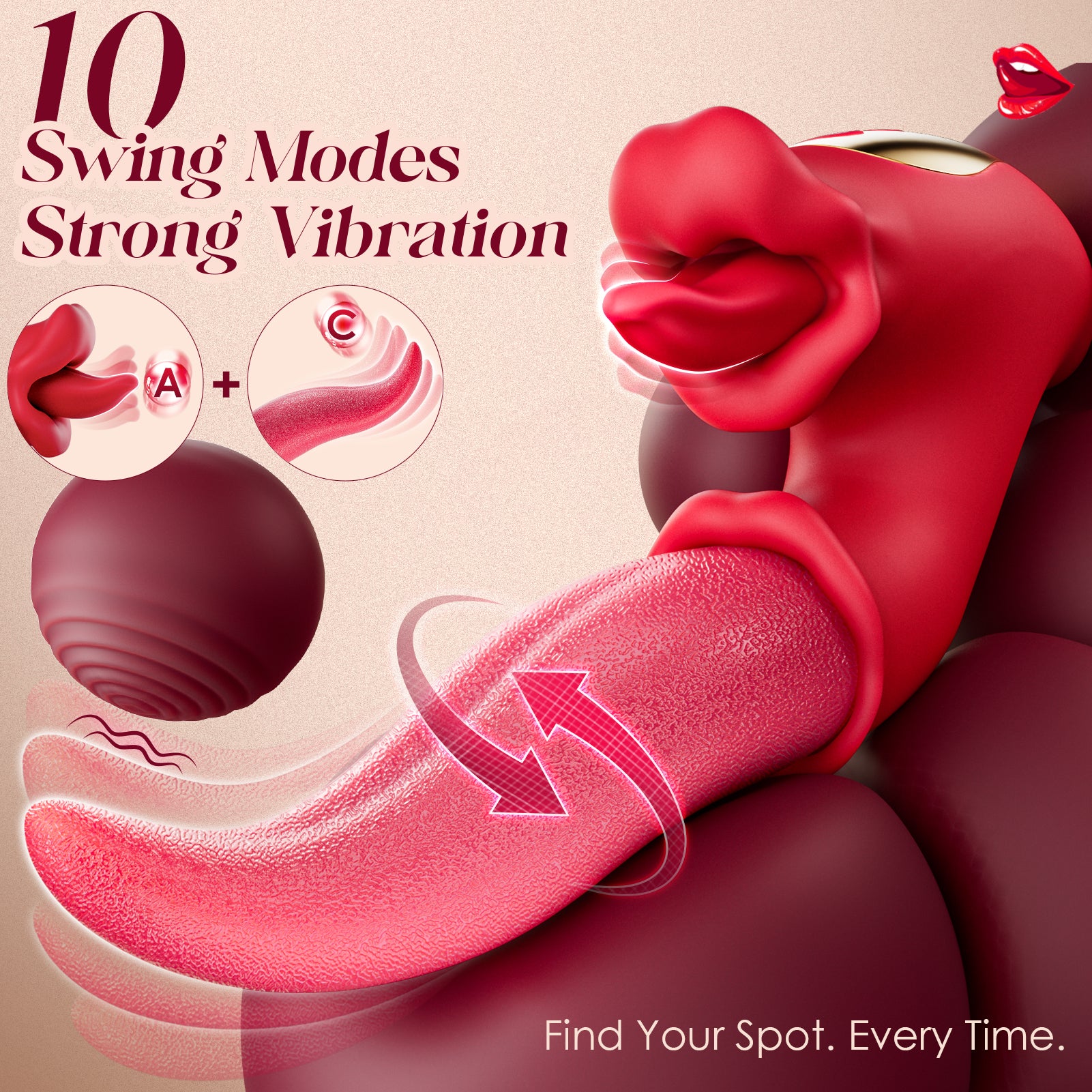 MOOLIGIRL Tongue Toy for Women - 3 in 1 Tongue Vibrator Women Sex Toys G Spot Vibrator with 10 Swinging & Vibration & Licking Modes, Female Sex Toys Thrusting Vibrator Adult Toys for Couples Sex Toy