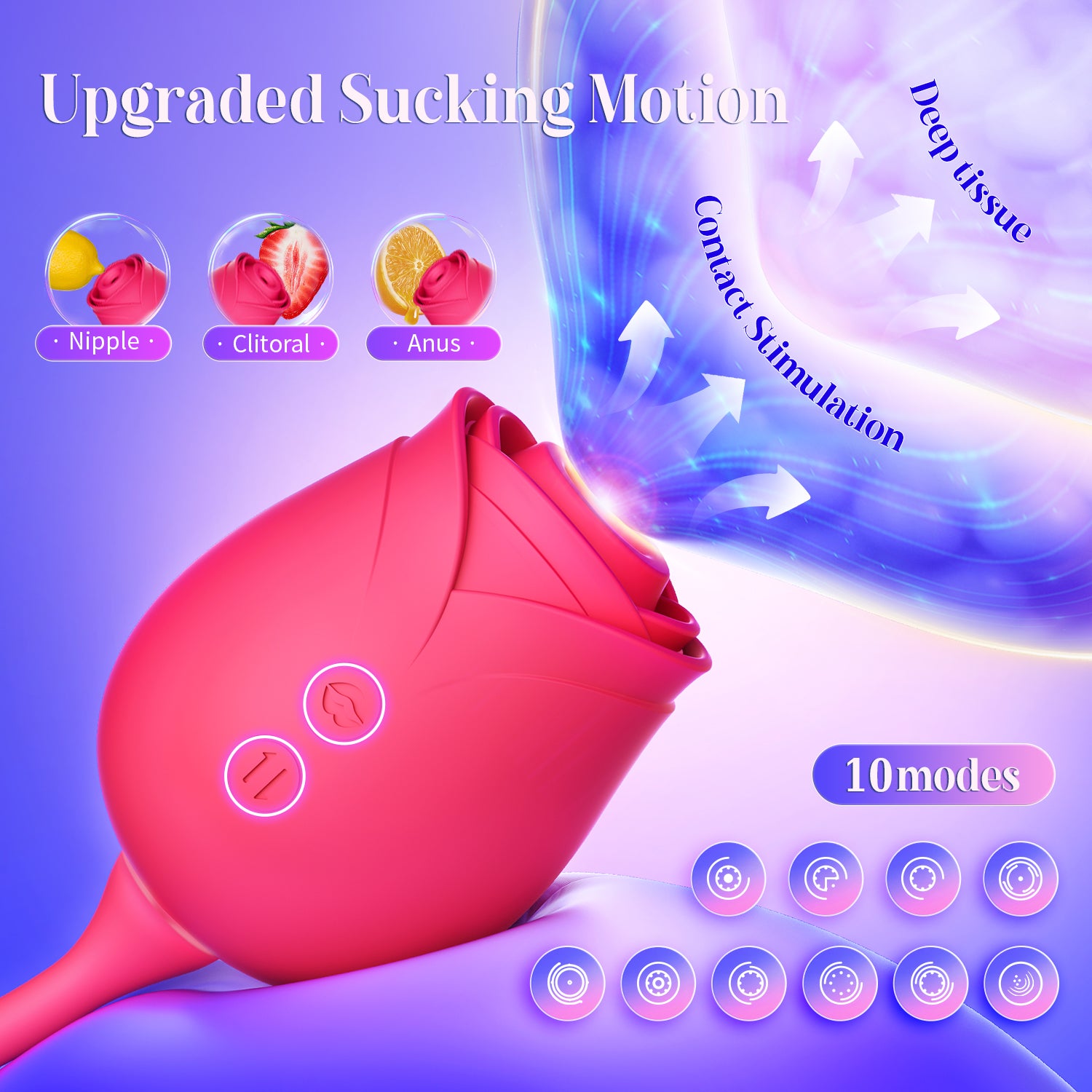 Vibrator Dildo Sex Toys for Women - MOOLIGIRL Rose Sex Toy with Thrusting G Spot Vibrators & 10 Sucking Modes for Clitoral Nipple Stimulation Anal Double-Ended Dildos Adult Sex Toys Games for Couples