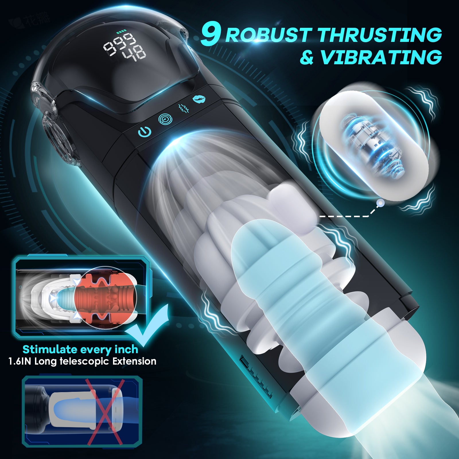 EORONE Male Masturbator Mens Sex Toys - Penis Pump Sex Toy for Men with 9 Sucking & 9 Thrusting & 9 Vibrating, APP Control Adult Toys Pocket Pussy 3D Male Stroker with Visual Screen Blowjob S&M Whips