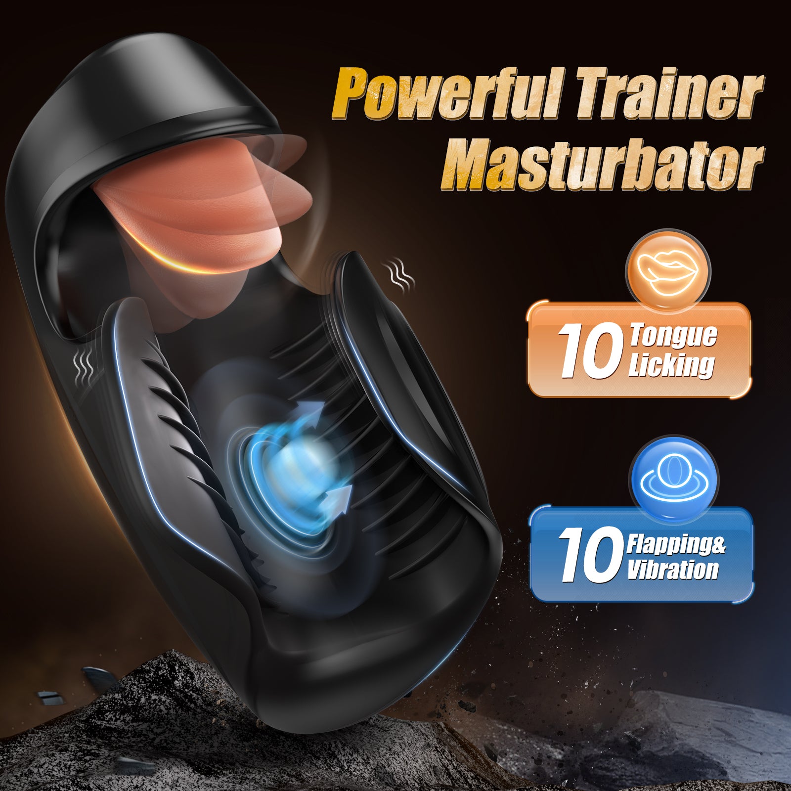 Male Sex Toys for Men - baiwatt Male Masturbator Penis Training Vibrator, 10 Clamping & Vibrating & Tongue-Licking Adult Sex Toys, Intense Stroker Trainer for Increase Endurance & Ultimate Pleasure