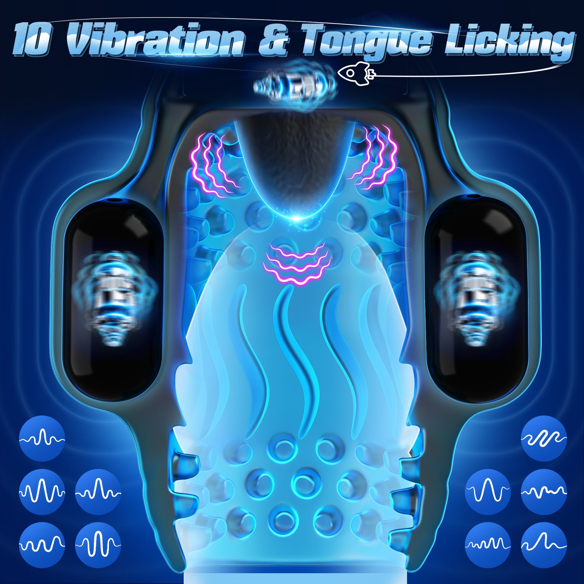 Male Maturbator Sex Toys for Men Glans Trainer - baiwatt Male Sex Toy with 10 Licking Vibrating Blowjob & 3 Motors Stroker & Global Social App for 360° Pocket Pussy Sleeve Wrap, Adult Sex Toy for Men