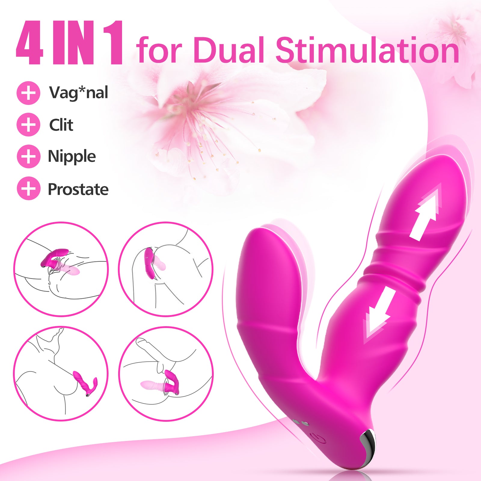 BEISAR Thrusting Prostate Massager Male Sex Toys for Men - 3IN1 Prostate Toy with 9 Thrusting Anal Toys & 9 Clit/P Spot Modes, Use for Men Anal Plug Prostate Vibrator, Female Wearable Vibrator