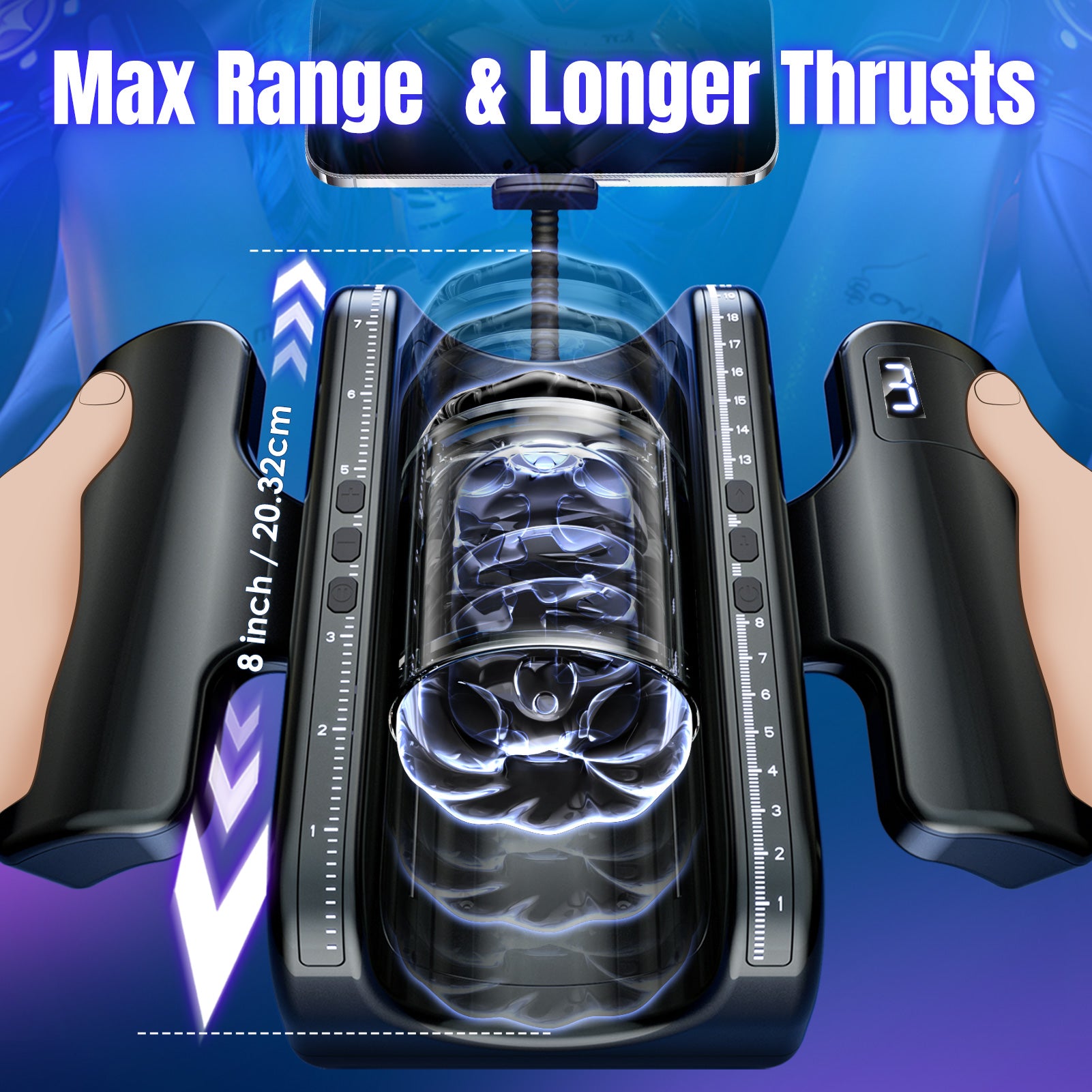 Male Masturbator Sex Toys for Men - EINSEO Pocket Pussy Adult Toys with 7.8in Adjustable Thrusting Length & 9 Speeds, LCD Male Sex Toy Hands Free Masturbators with 2 Sleeves & Phone Stand Male Stroker
