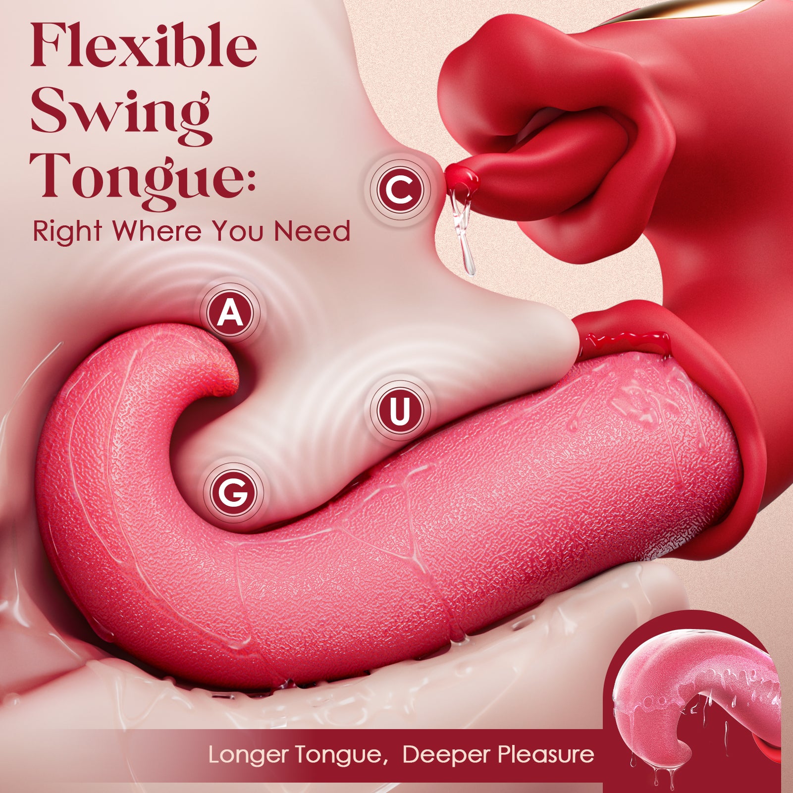 MOOLIGIRL Tongue Toy for Women - 3 in 1 Tongue Vibrator Women Sex Toys G Spot Vibrator with 10 Swinging & Vibration & Licking Modes, Female Sex Toys Thrusting Vibrator Adult Toys for Couples Sex Toy