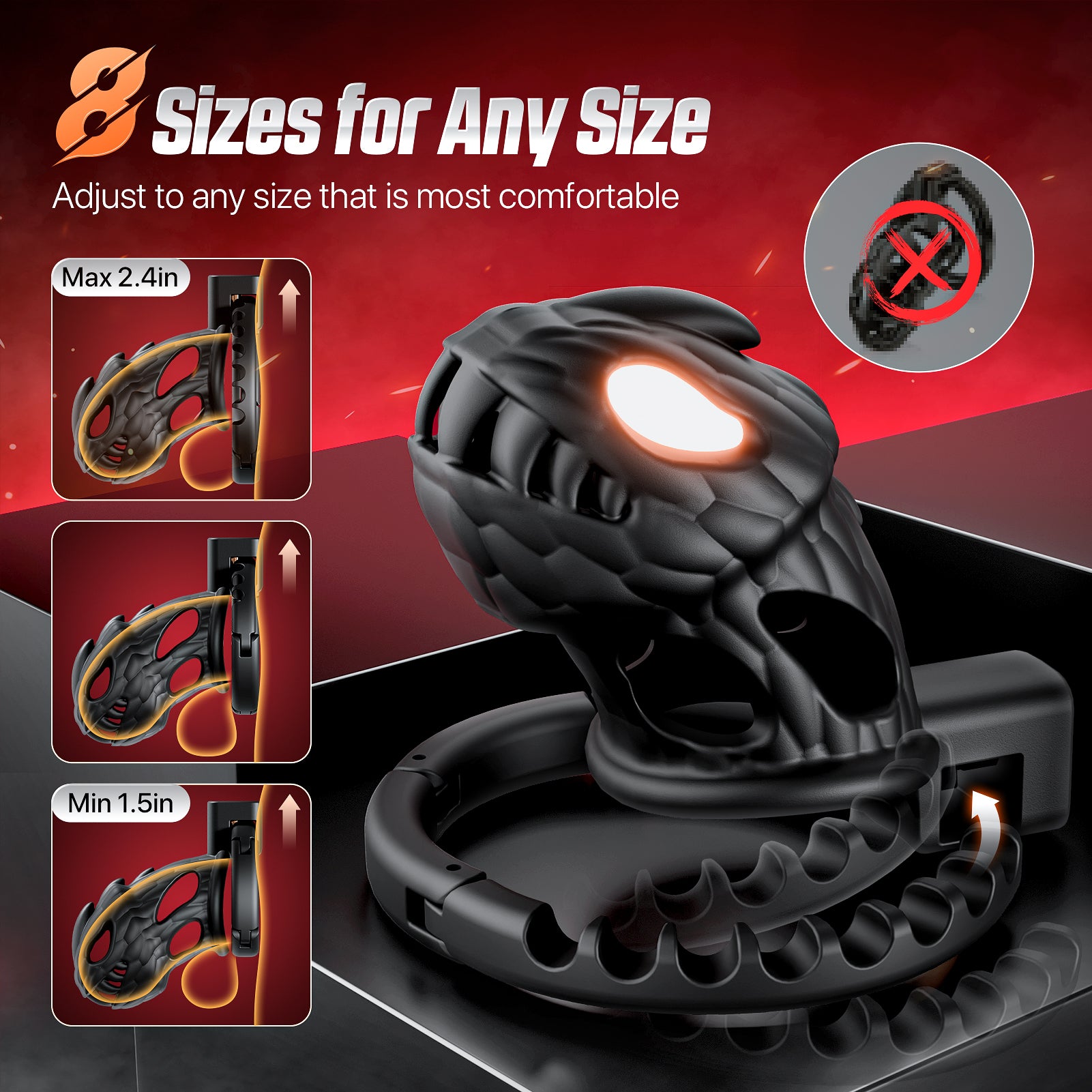 Male Chastity Cage, Large Lightweight Chastity Device with Adjustable 8 Sizes and Invisible Lock, Man Penis Exercise Bondage Gear & Accessories Sex Toys for Men Female Adult Toy