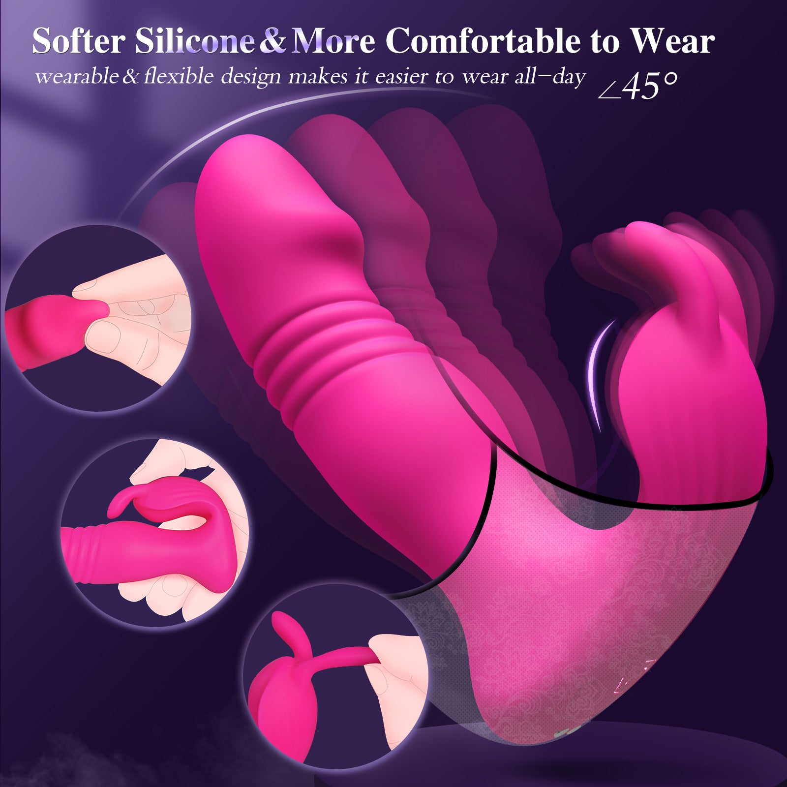 Wearable Vibrator for Women Sex Toys - 3IN1 App Remote Control Vibrator Wearable, Adult Toys with 9 Bunny Vibrators & 9 Thrusting Dildos Vibrater Sex Toy
