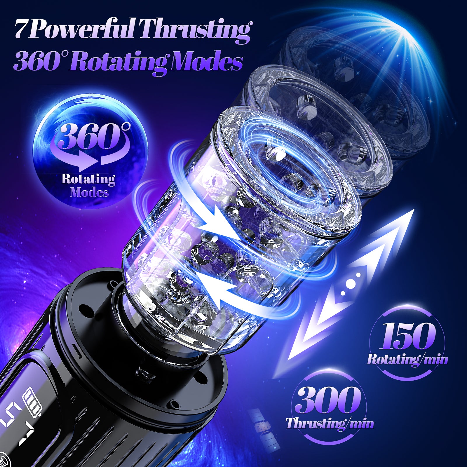 Male Masturbator Penis Pump Male Sex Toys for Men Sex Toy Adult Toys Pocket Pussies with 7 Thrusting 7 Rotating 5 Sucking Modes, Masturbation Stroker Pumps & Enlargers LCD with Handle APP Control