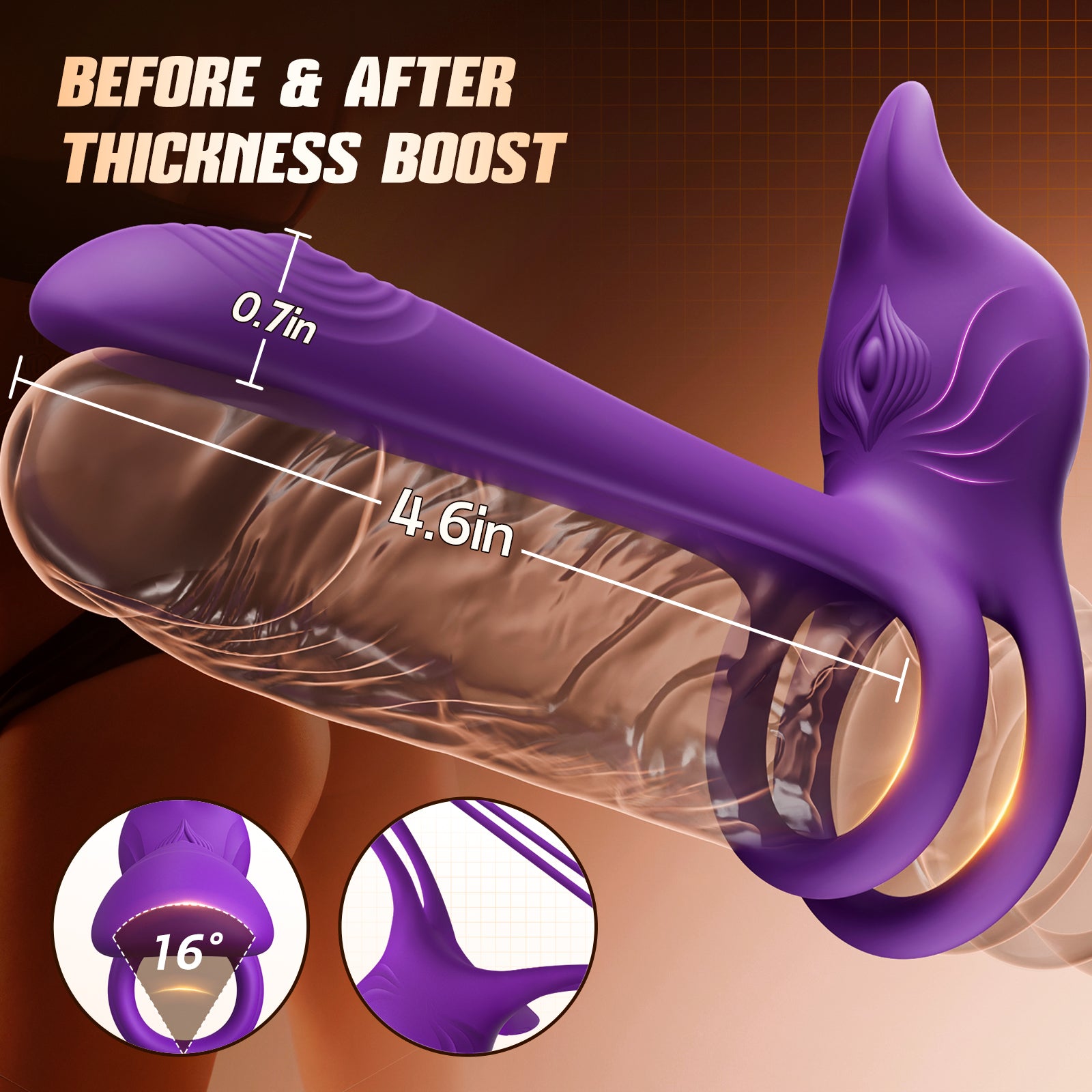 Vibrating Cock Ring Couples Sex Toys - MOOLIGIRL Dual Penis Ring Vibrator with Fox-Shaped Clitoral Stimulator & 4.6in G Spot Vibrator, 10 Vibration Modes Adult Toys for Men Women, Female Male Sex Toy