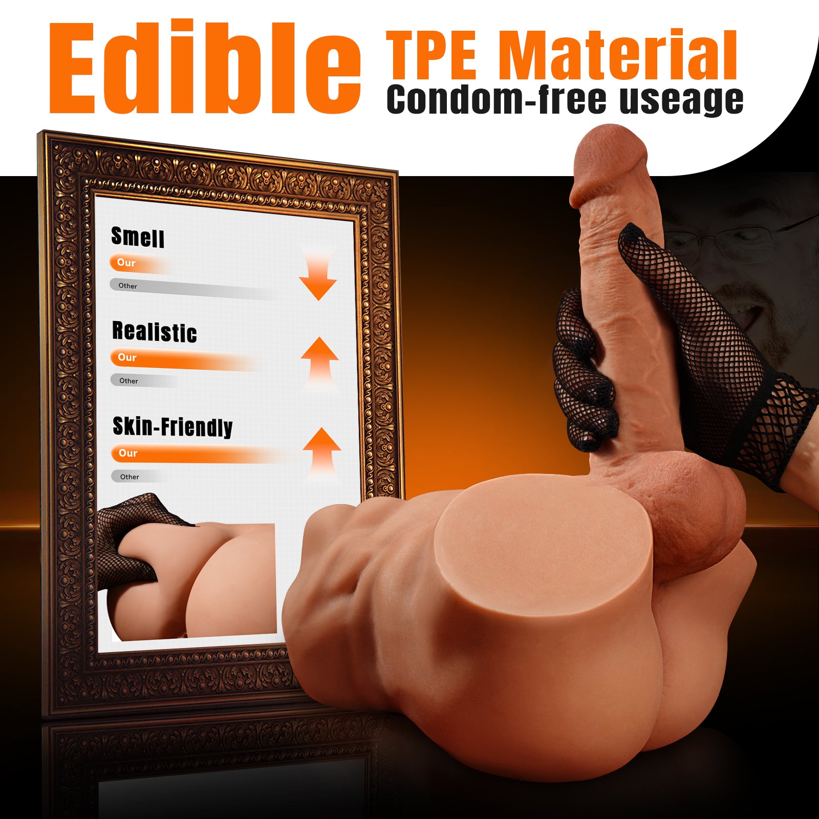 6.8LB Male Sex Doll with Dildo, Adult Torso Sex Doll Toys with 7.08in Huge Dildos for Women Masturbation, Unisex Masturbator Sex Toy with Penis Tight Anal for Gay Les Men Couple