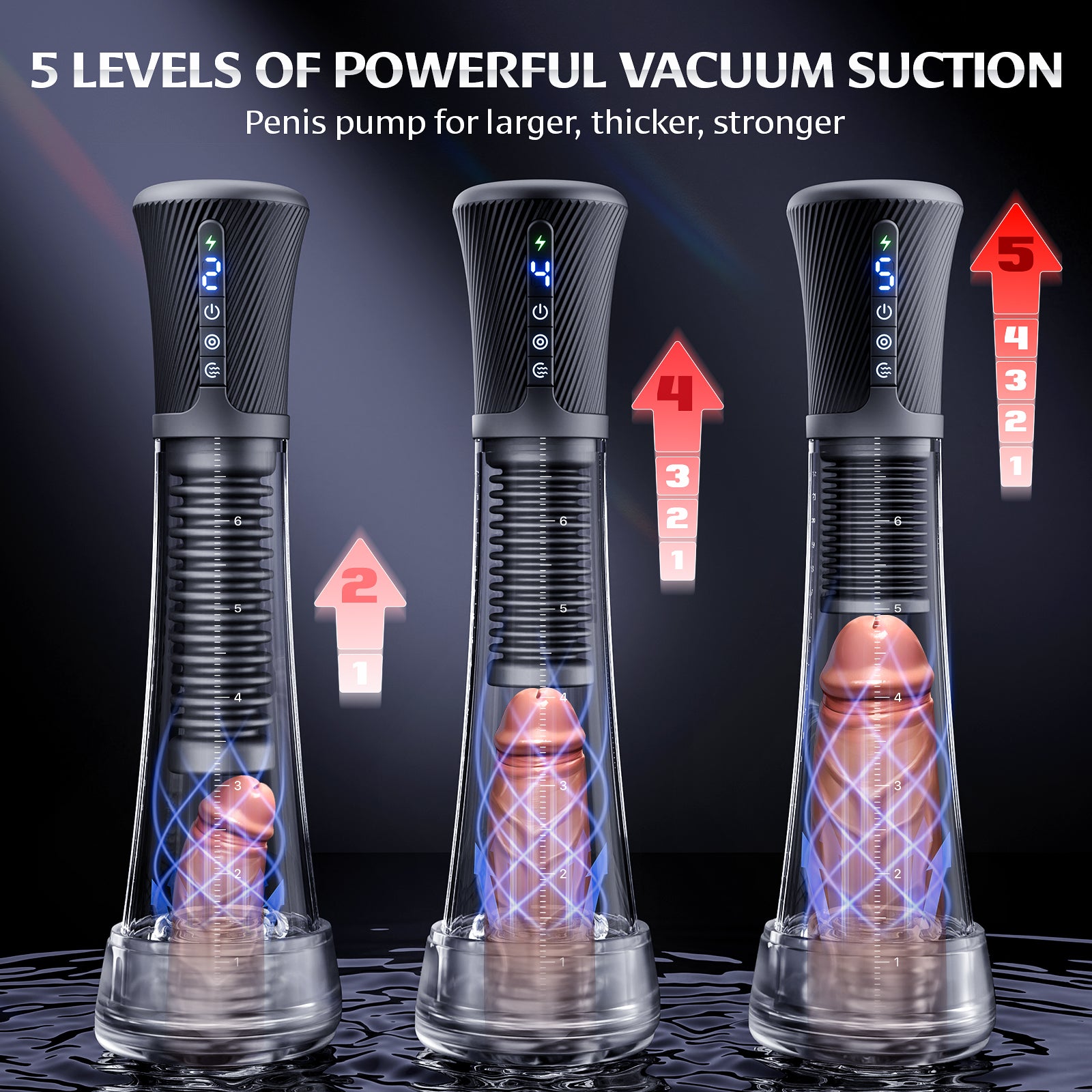 Male Masturbator Penis Pump Enlarger - Transparent Visual Male Sex Toys for Men, APP Control Vibrating Spring & Vacuum Suction with 2 Replaceable Sleeves & 6 Penis Rings for Masturbation Glans Trainer