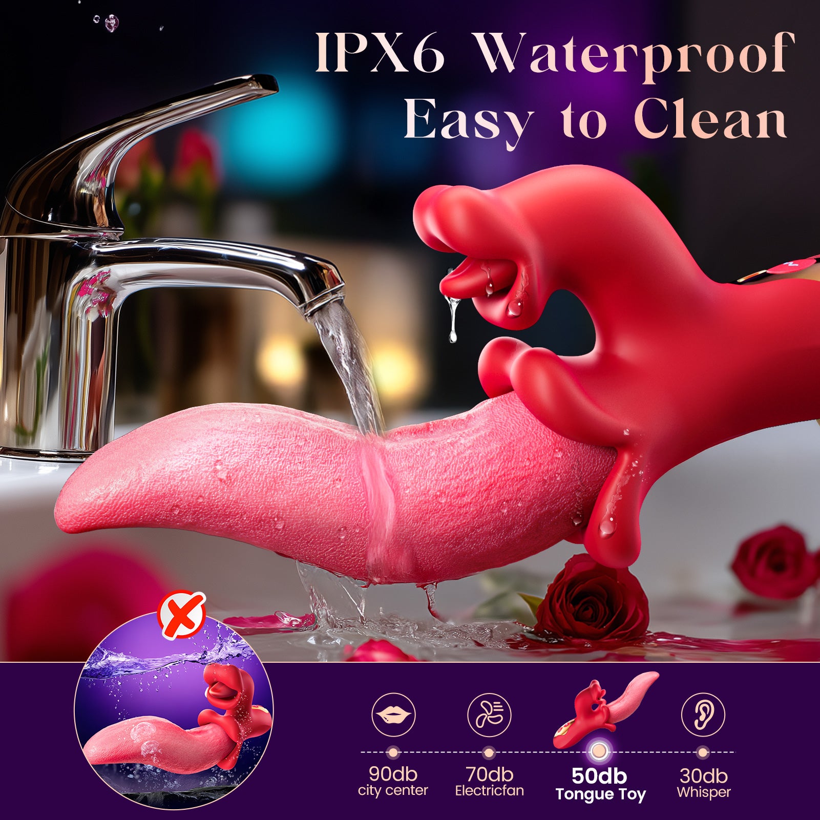 Vibrator Tongue Toy for Women - Sex Toys Thursting Vibrators Dildo with 9 Licking Swing Sucking & 9 Vibrating Mode, Rose Toy G Spot Rabbit Clit Adult Toys Dildos for Female Couples Games