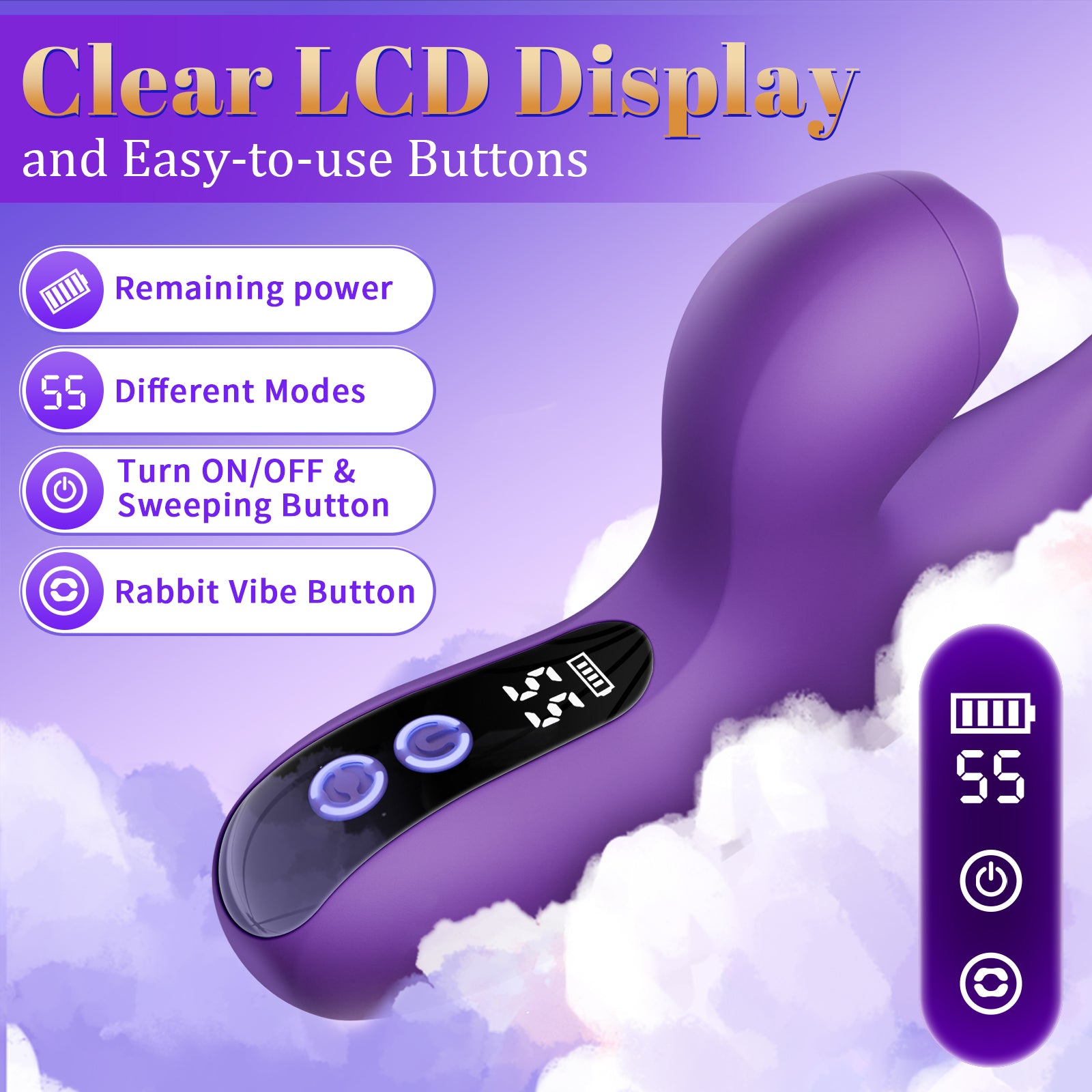 Flapping Vibrator G Spot Vibrator - 3 in 1 Rabbit Vibrator Women Sex Toys with 5 Flapping, Tapping & Vibrating Modes, Thrusting Female Vibrator Sex Toy LCD Display Adult Toys for Couples
