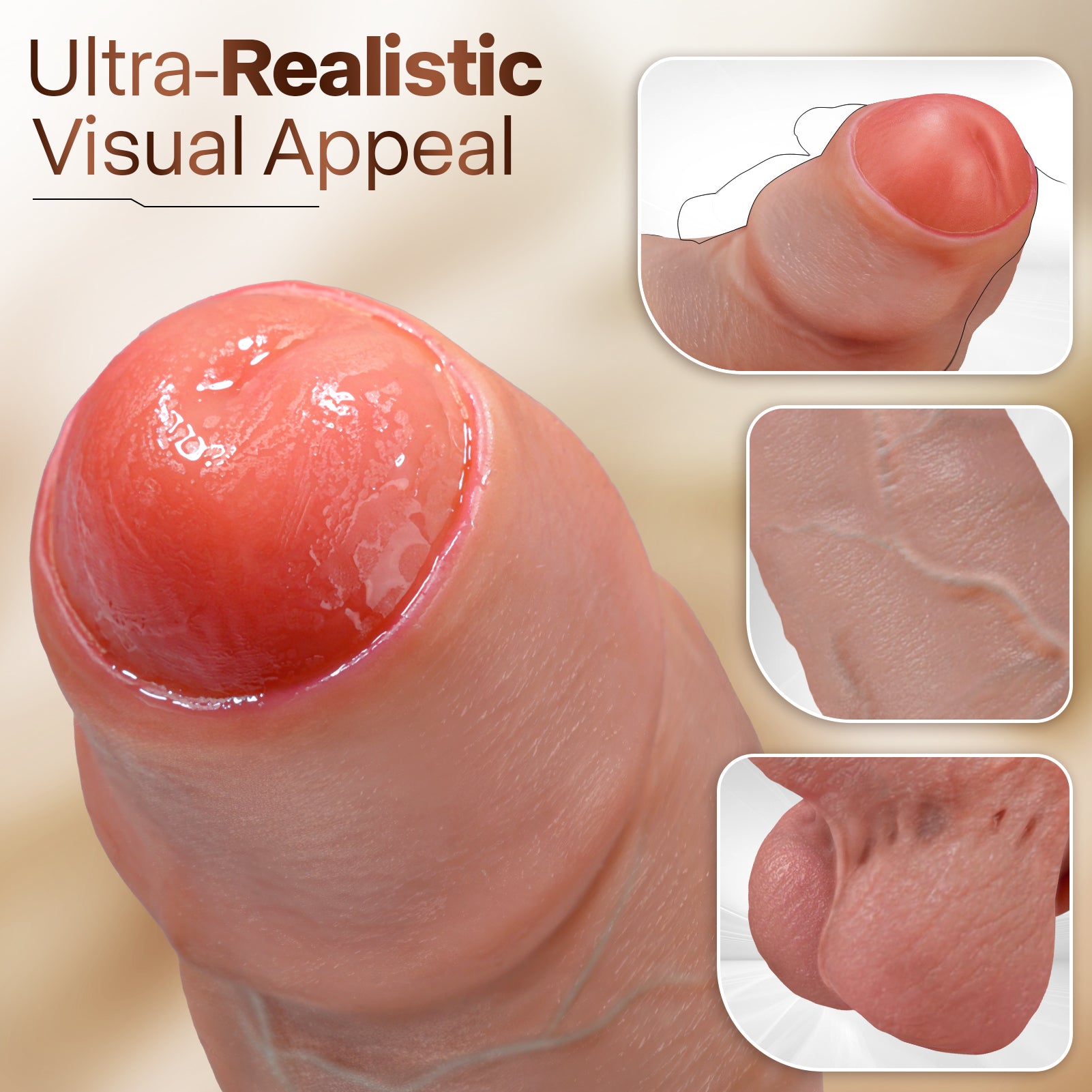 11'' Realistic Uncut Foreskin Big Dildo – FYSHAVO Huge Thick Dildo with Strong Suction Cup for Hands-Free Play, Skin-Like Silicone Dildos, Lifelike Curved G-Spot & Anal Adult Sex Toys for Women Men