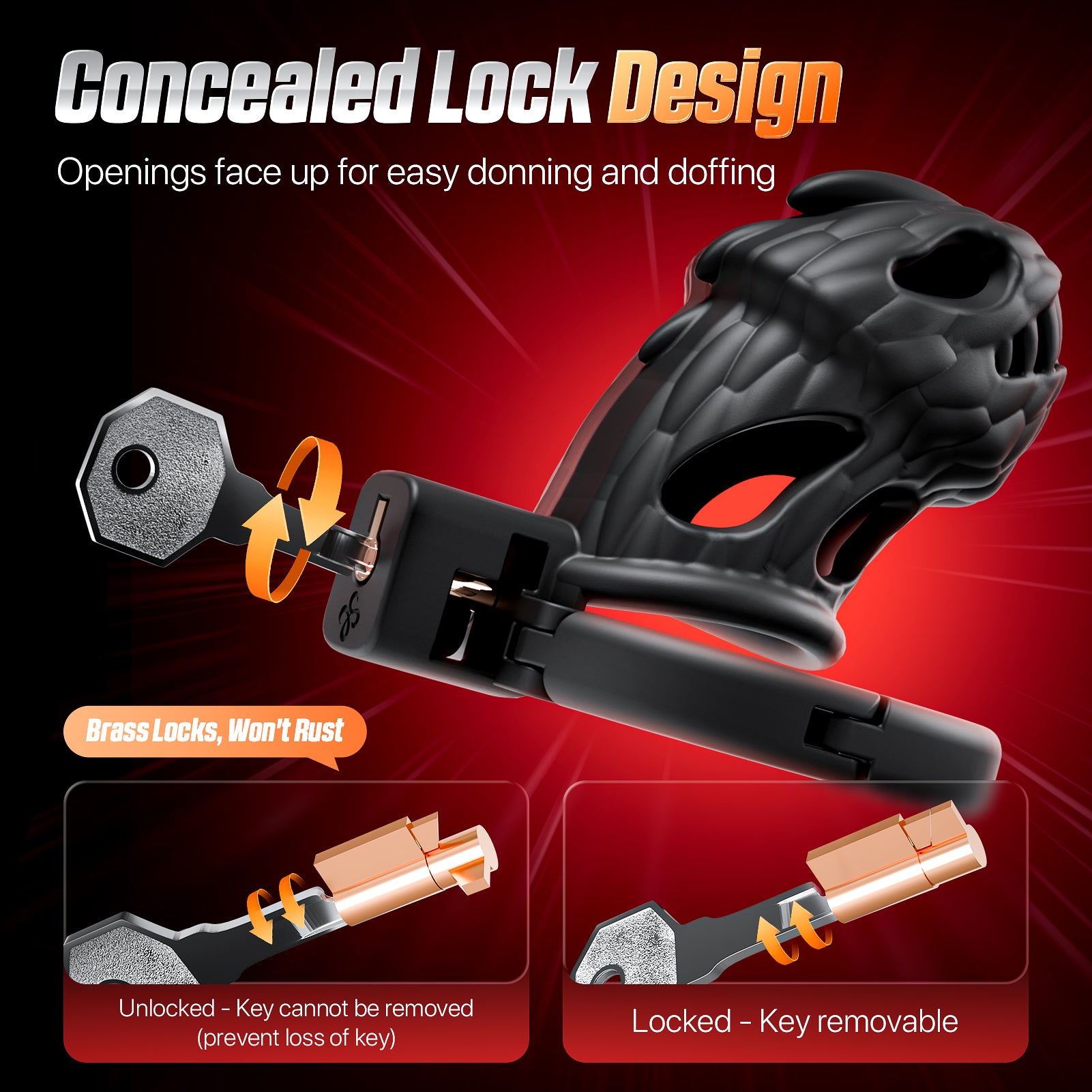 Male Chastity Cage, Large Lightweight Chastity Device with Adjustable 8 Sizes and Invisible Lock, Man Penis Exercise Bondage Gear & Accessories Sex Toys for Men Female Adult Toy