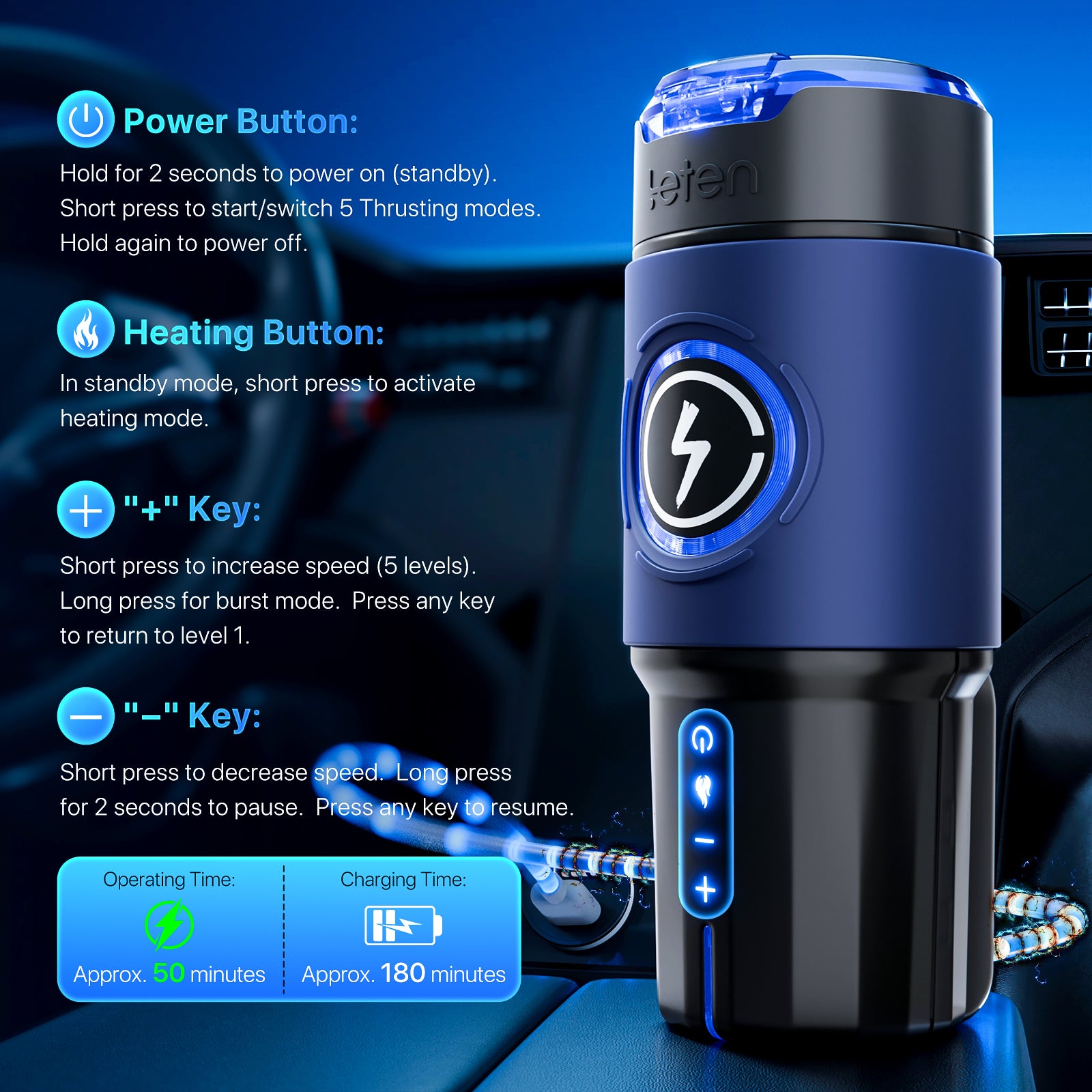 EINSEO Male Masturbator Sex Toys for Men - Thrusting Male Stroker with 360° Heating, 5-Speed Smooth Motion Blowjob Adult Men's Sex Toy, Silent Brushless Motor, Pocket Pussy Sleeve & Phone Mount