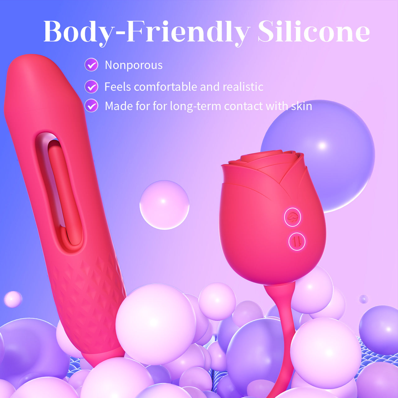 Vibrator Dildo Sex Toys for Women - MOOLIGIRL Rose Sex Toy with Thrusting G Spot Vibrators & 10 Sucking Modes for Clitoral Nipple Stimulation Anal Double-Ended Dildos Adult Sex Toys Games for Couples