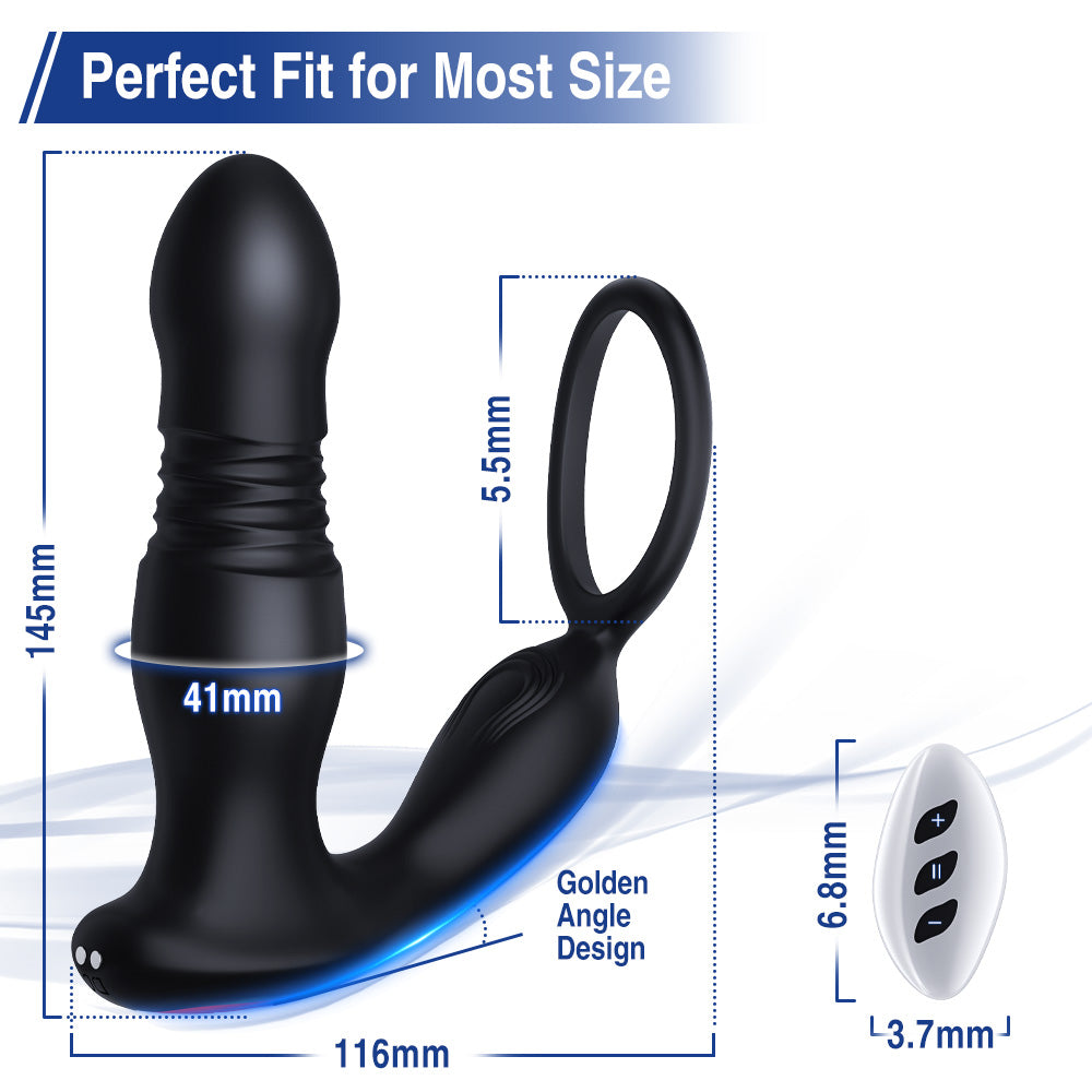 BEISAR Prostate Massager Anal Vibrator Thrusting Vibrating 7 Modes with Cock Ring Anal Plug Anal Sex Toys P Spot Massager Male Sex Toys for Men Enema Dildos Women Couples Remote Control Anal Beads