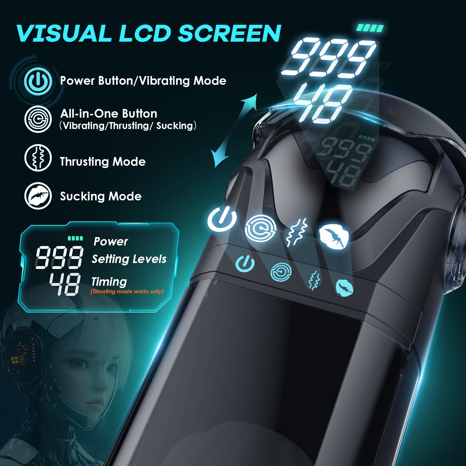 EORONE Male Masturbator Mens Sex Toys - Penis Pump Sex Toy for Men with 9 Sucking & 9 Thrusting & 9 Vibrating, APP Control Adult Toys Pocket Pussy 3D Male Stroker with Visual Screen Blowjob S&M Whips