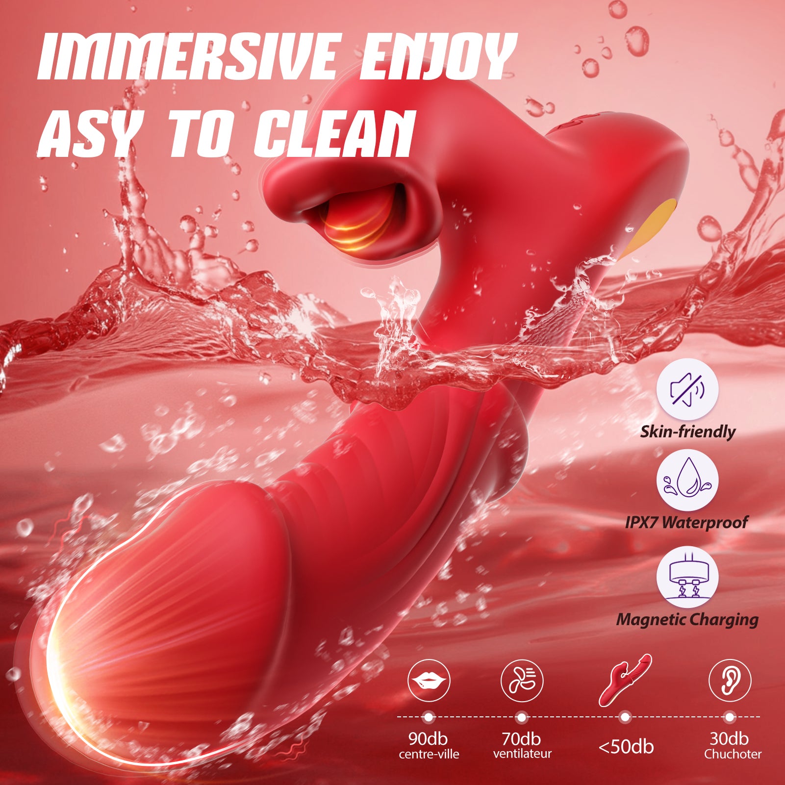 Thrusting Vibrator Sex Toys, Dildos Adult Sex Toy for Women G Spot Vibrator with Sliding Ring 7 Thrusting Dildo & 10 Tongue Licking 10 Vibrating Modes, Rabbit Vibrators for Female Couples Games