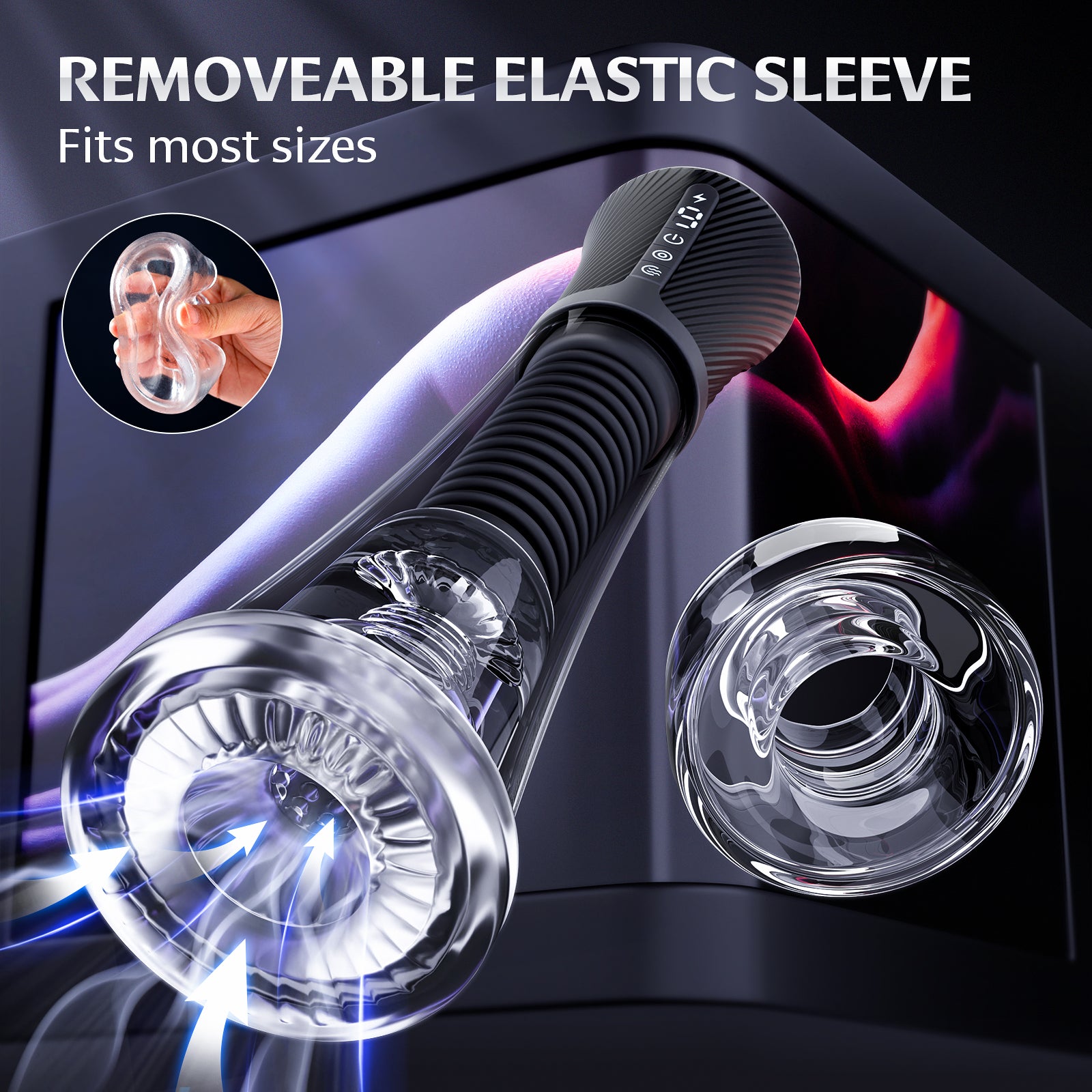 Male Masturbator Penis Pump Enlarger - Transparent Visual Male Sex Toys for Men, APP Control Vibrating Spring & Vacuum Suction with 2 Replaceable Sleeves & 6 Penis Rings for Masturbation Glans Trainer