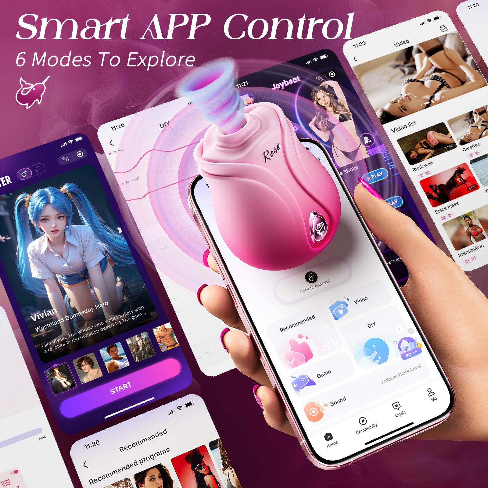 MOOLIGIRL Rose Sex Toy Sucking Vibrator - Womens Sex Toys Adult Toy with 10 Sucking & Vibrating Modes, APP Control Rose Toy Nipple Clit Sucker G Spot Vibrators, Adult Sex Toy Tool for Couples Female
