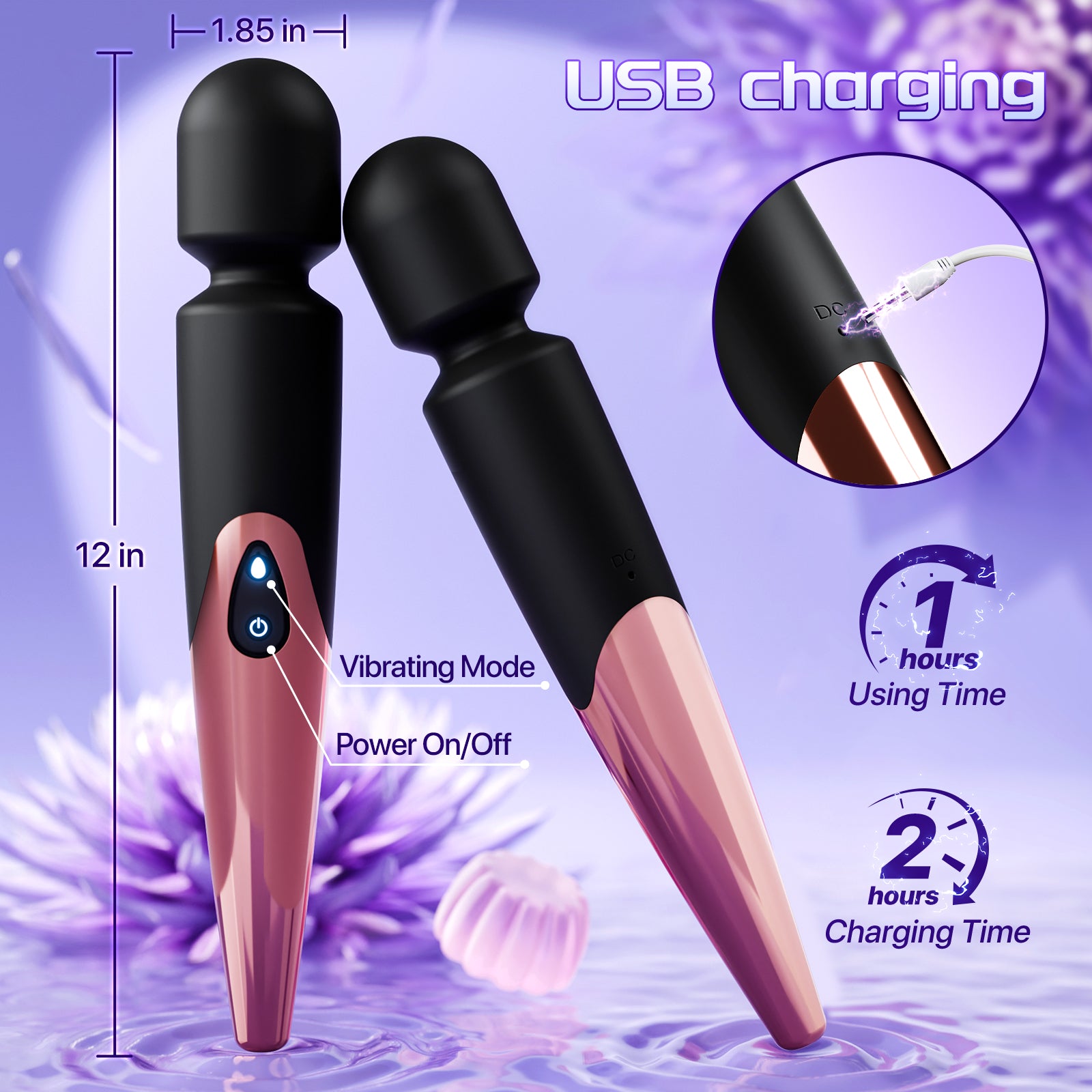 Vibrator Wand Womens Sex Toys - MOOLIGIRL 12" Cordless Full-Body Personal Massager, 10 Powerful Vibration Modes Adult Sex Toy for Clitoral Anal Nipple, Quiet Handheld Vibrators for Female Couples