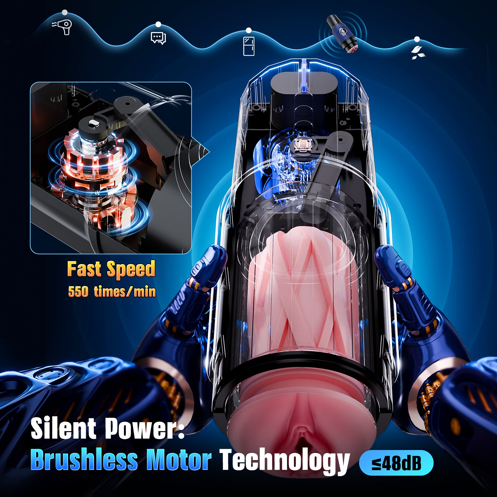 EINSEO Male Masturbator Sex Toys for Men - Thrusting Male Stroker with 360° Heating, 5-Speed Smooth Motion Blowjob Adult Men's Sex Toy, Silent Brushless Motor, Pocket Pussy Sleeve & Phone Mount