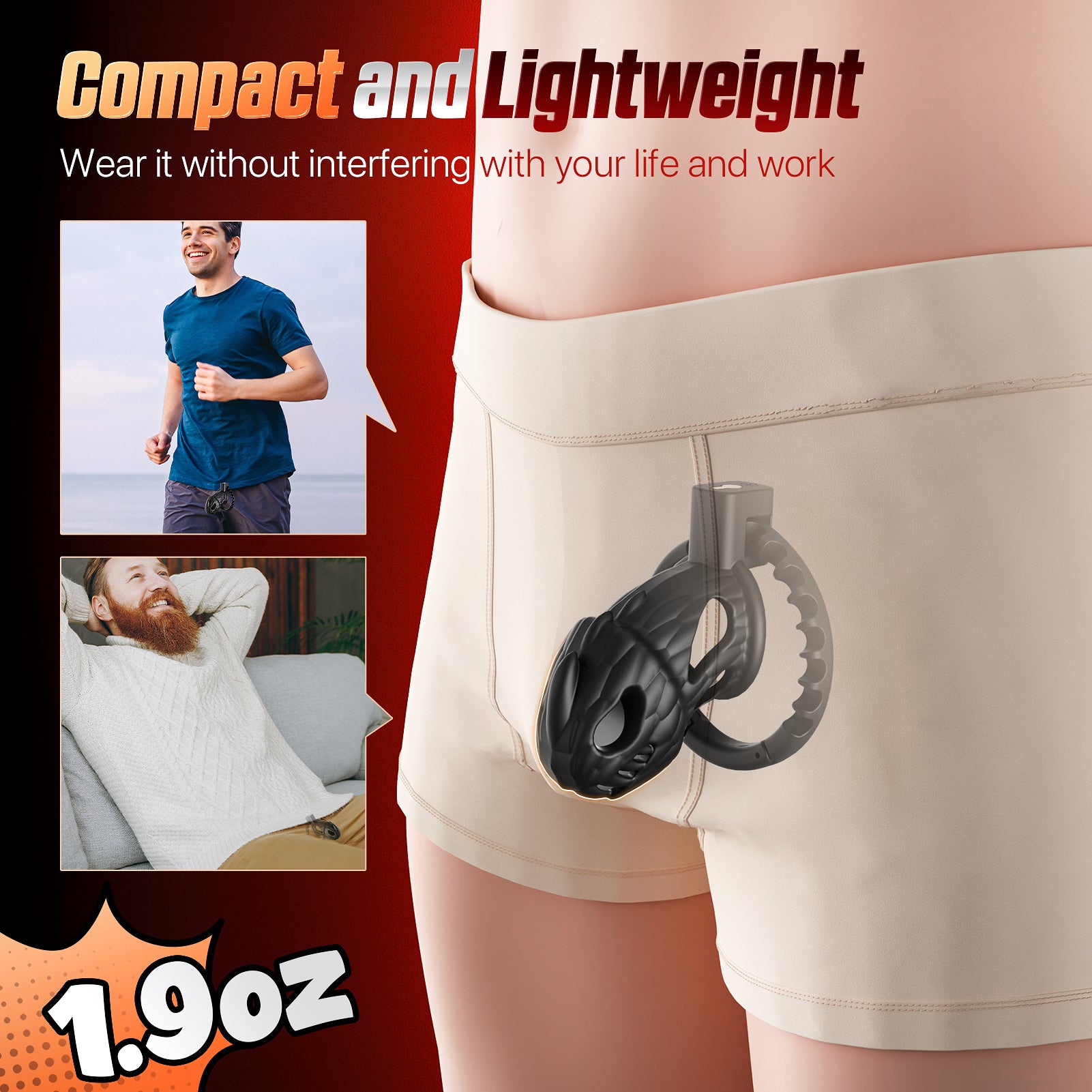 Male Chastity Cage, Large Lightweight Chastity Device with Adjustable 8 Sizes and Invisible Lock, Man Penis Exercise Bondage Gear & Accessories Sex Toys for Men Female Adult Toy