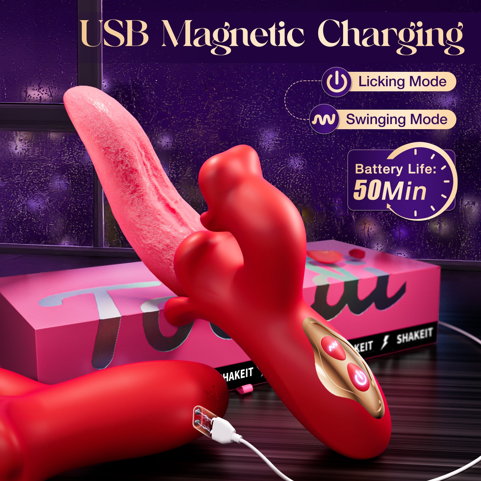 Vibrator Tongue Toy for Women - Sex Toys Thursting Vibrators Dildo with 9 Licking Swing Sucking & 9 Vibrating Mode, Rose Toy G Spot Rabbit Clit Adult Toys Dildos for Female Couples Games