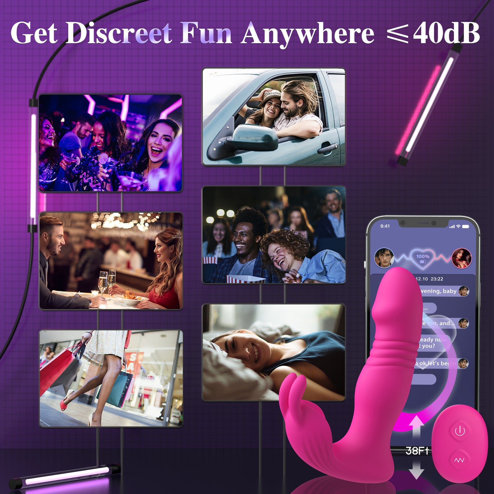 Wearable Vibrator for Women Sex Toys - 3IN1 App Remote Control Vibrator Wearable, Adult Toys with 9 Bunny Vibrators & 9 Thrusting Dildos Vibrater Sex Toy