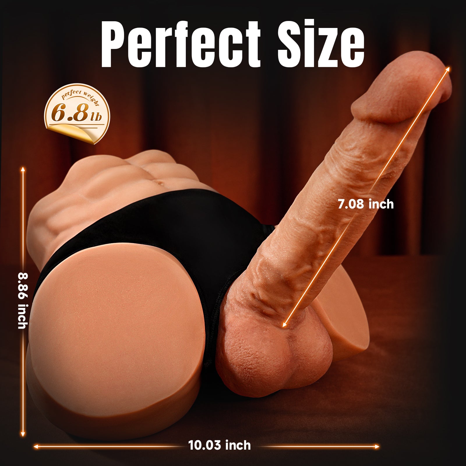 6.8LB Male Sex Doll with Dildo, Adult Torso Sex Doll Toys with 7.08in Huge Dildos for Women Masturbation, Unisex Masturbator Sex Toy with Penis Tight Anal for Gay Les Men Couple