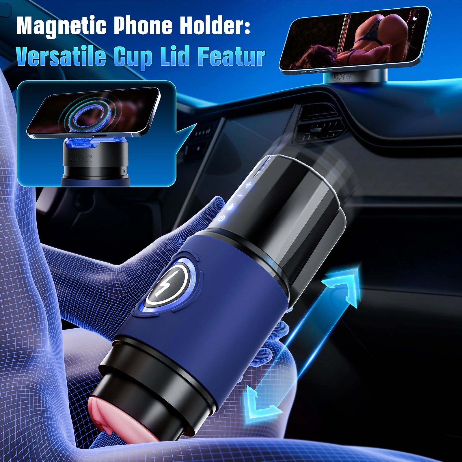 EINSEO Male Masturbator Sex Toys for Men - Thrusting Male Stroker with 360° Heating, 5-Speed Smooth Motion Blowjob Adult Men's Sex Toy, Silent Brushless Motor, Pocket Pussy Sleeve & Phone Mount
