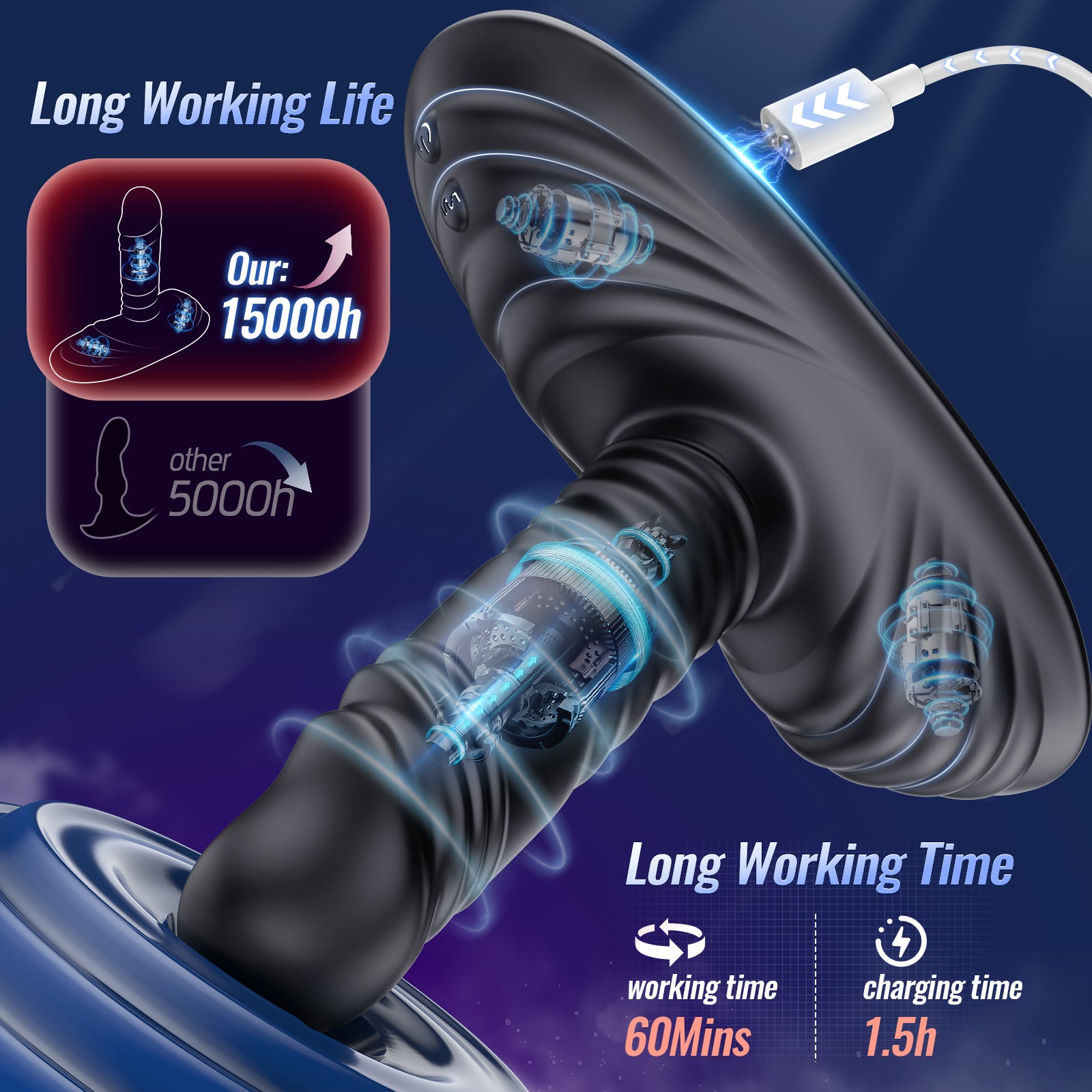 Prostate Massager Anal Toys Anal Dildo, BEISAR Grinder Male Sex Toys for Men Women Sex Toy Butt Plug Anal Plug 9 Vibrating 3 Thrusting, Adult Toys G Spot Vibrator Ride Anal Beads for Couples Sex Chair