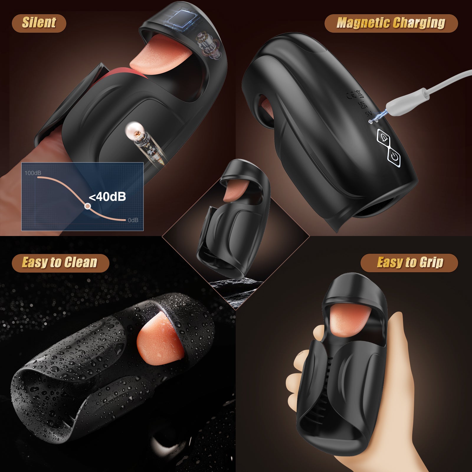 Male Sex Toys for Men - baiwatt Male Masturbator Penis Training Vibrator, 10 Clamping & Vibrating & Tongue-Licking Adult Sex Toys, Intense Stroker Trainer for Increase Endurance & Ultimate Pleasure