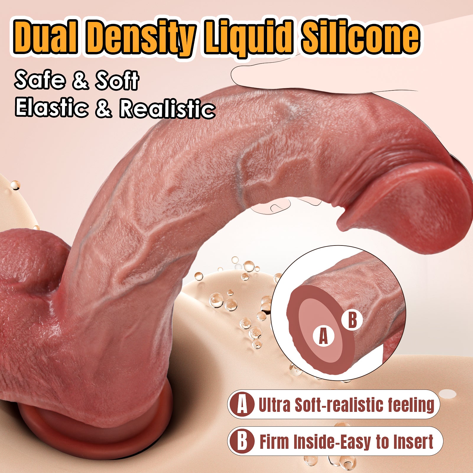 Realistic Huge Dildo Sex Toys - Coocfan 10.8" Dual-Layer Silicone Big Dildos Lifelike Giant Dildo for G Spot and Anal Play with Suction Cup, Big Adult Penis Sex Toys for Women Men Couples Sexual