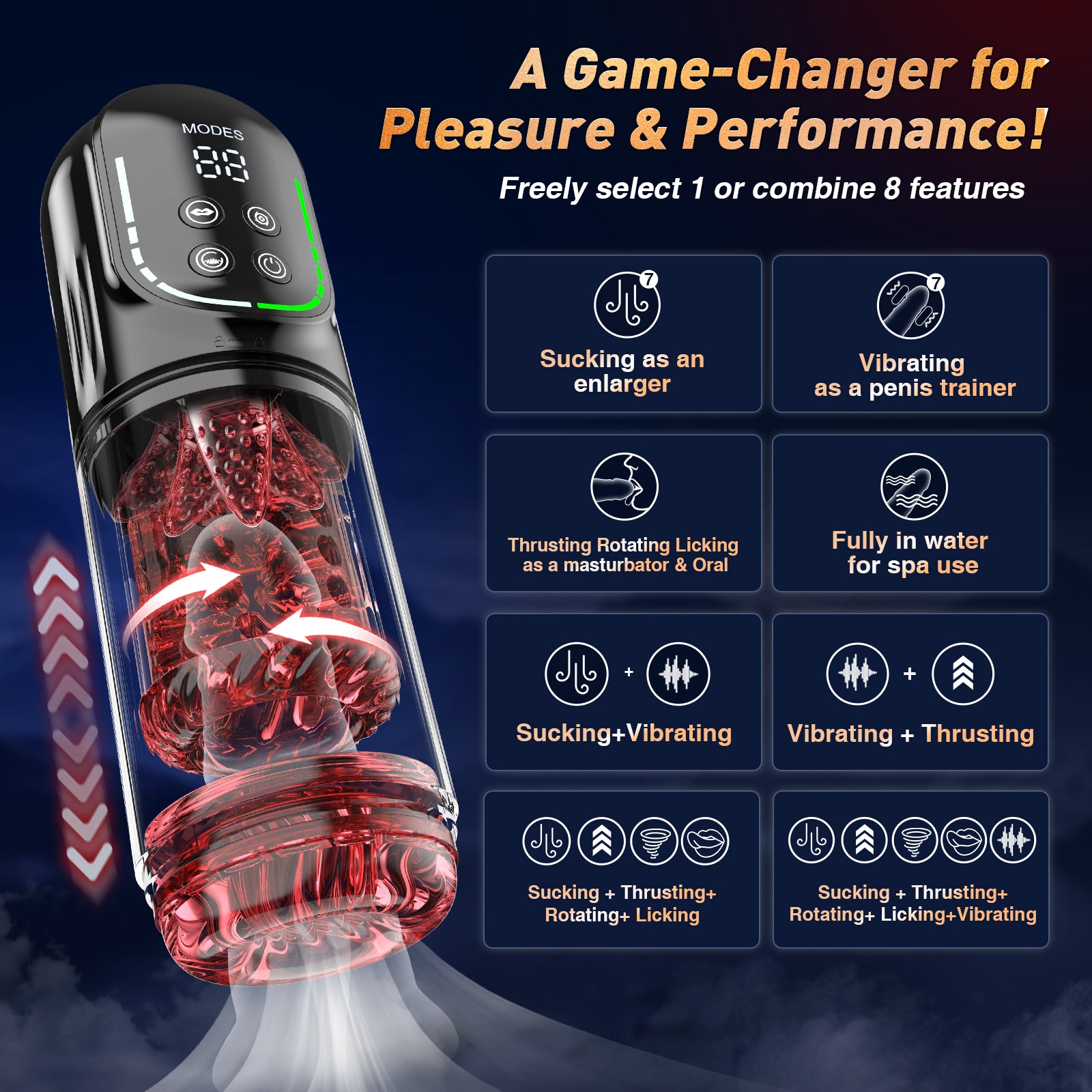 Male Masturbator Adult Toys, Penis Pump Male Sex Toys for Men Pocket Pussy 7 Thrusting Rotating Vibrating Sucking Licking Stroker LCD Sex Machine Games Adult Sex Toy with APP